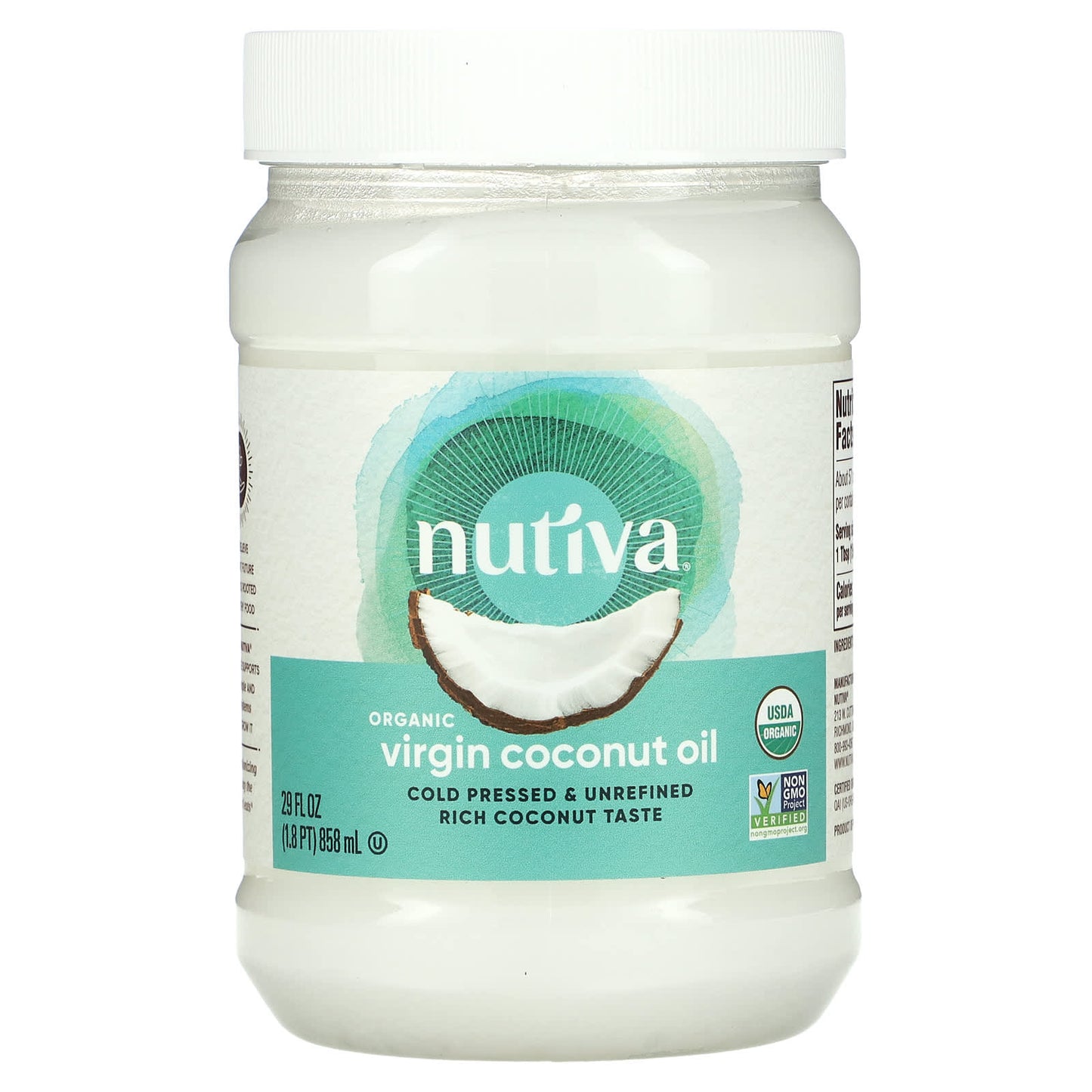Nutiva, Organic Virgin Coconut Oil, 29 fl oz (858 ml) - Image 1