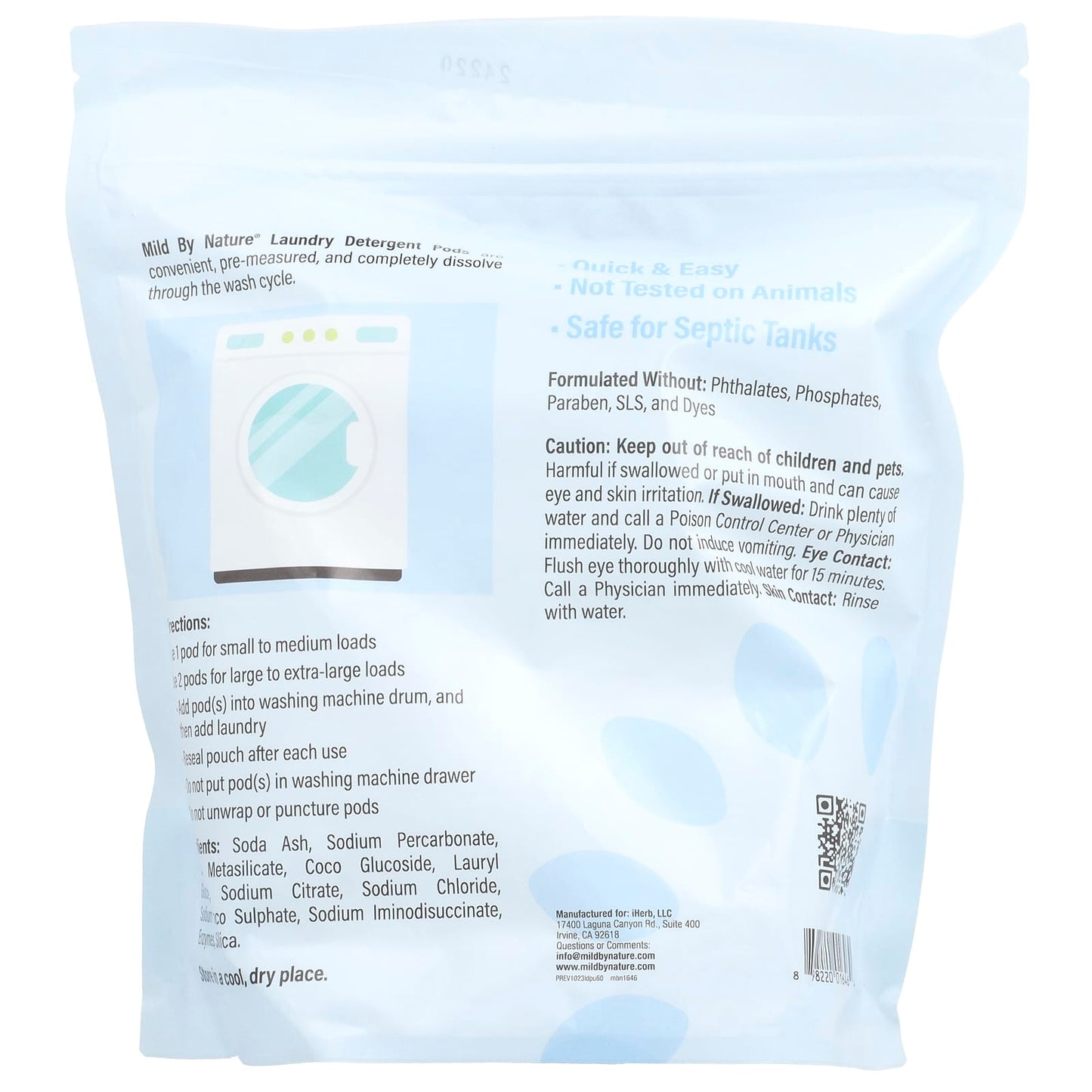 Mild By Nature Laundry Detergent Pods, Unscented, 60 Loads - Image 2