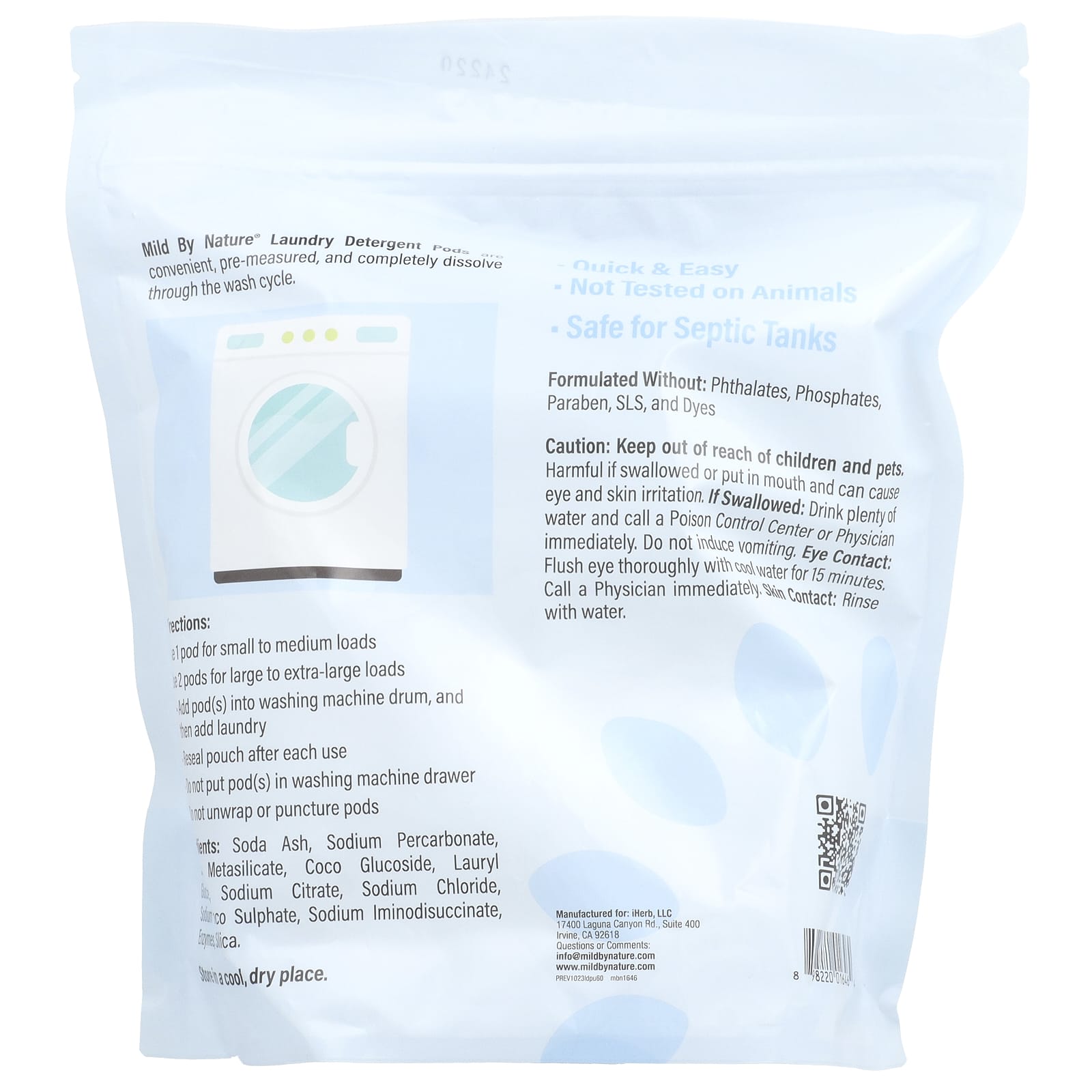 Mild By Nature Laundry Detergent Pods, Unscented, 60 Loads - Image 2