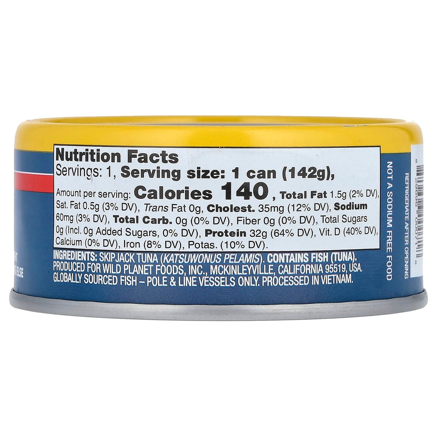 Wild Planet, Skipjack Wild Tuna, No Salt Added, 5 oz (142 g) - Image 2