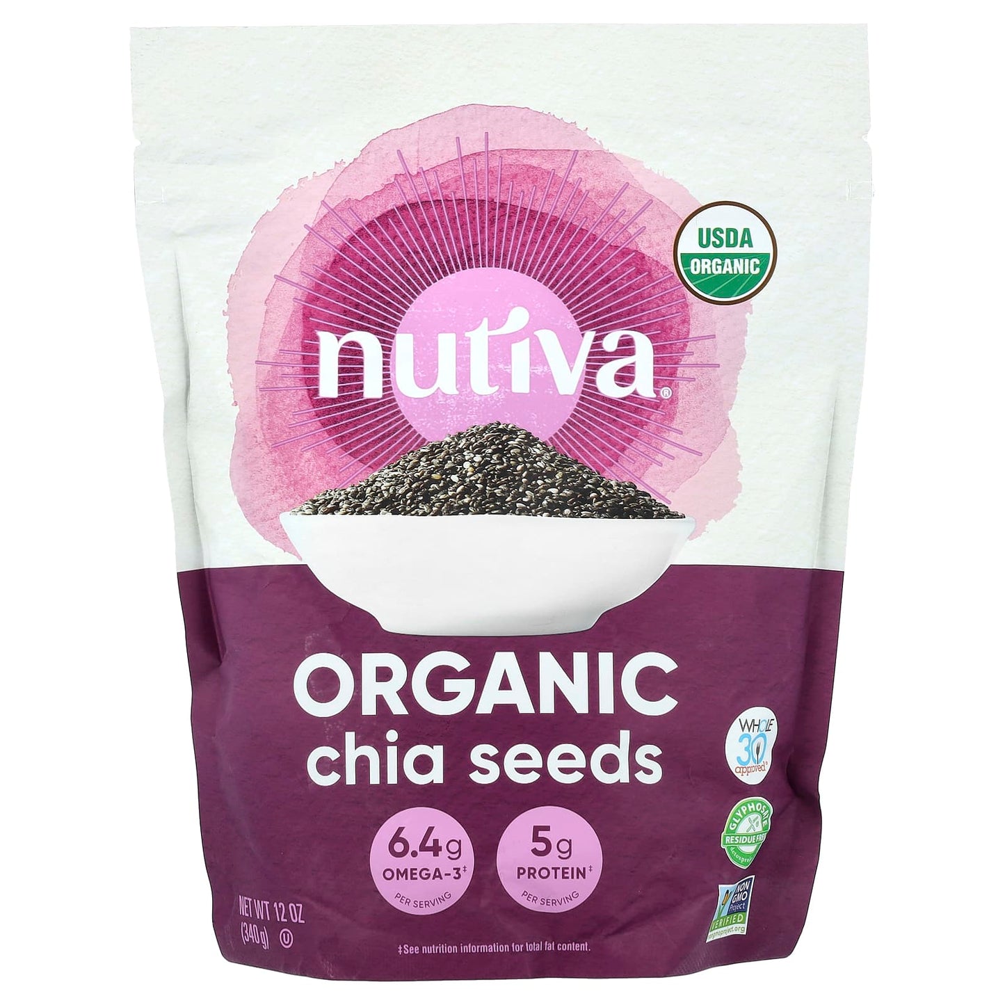 Nutiva, Organic Chia Seeds, 12 oz (340 g) - Image 1