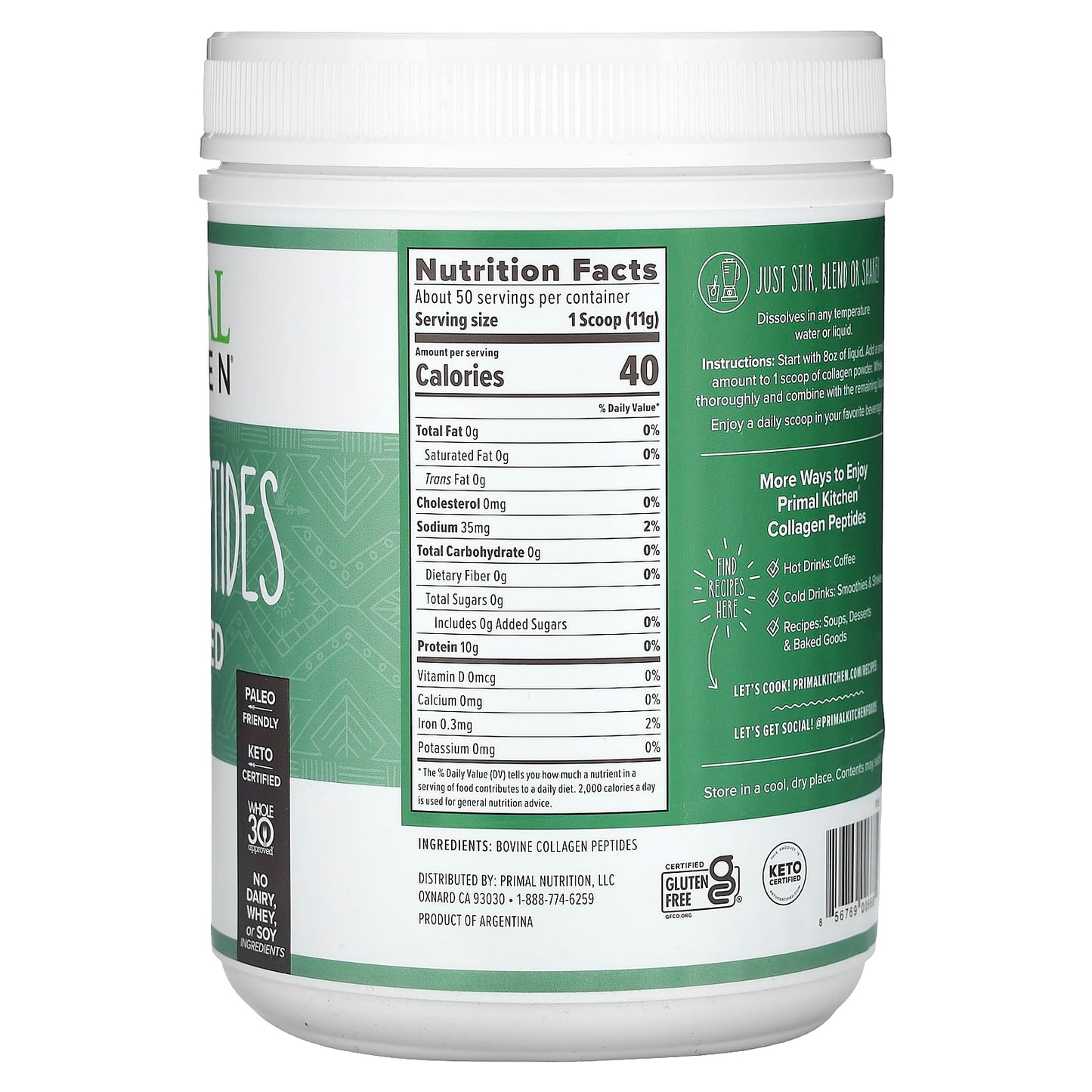 Primal Kitchen, Collagen Peptides, Unflavored, 19.4 oz (550 g) - Image 2
