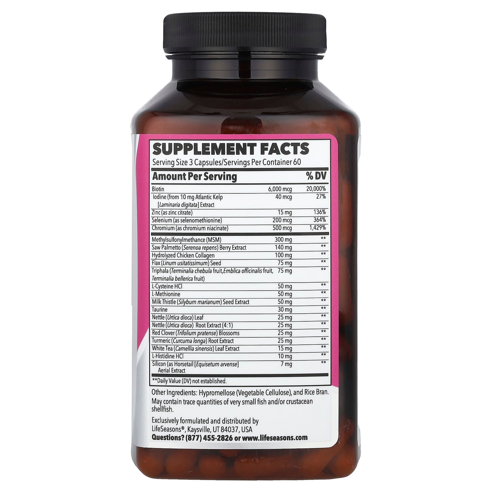 LifeSeasons, Therapeutics, Beau-T®, Hair, Skin & Nails, 180 Veg Capsules - Image 2