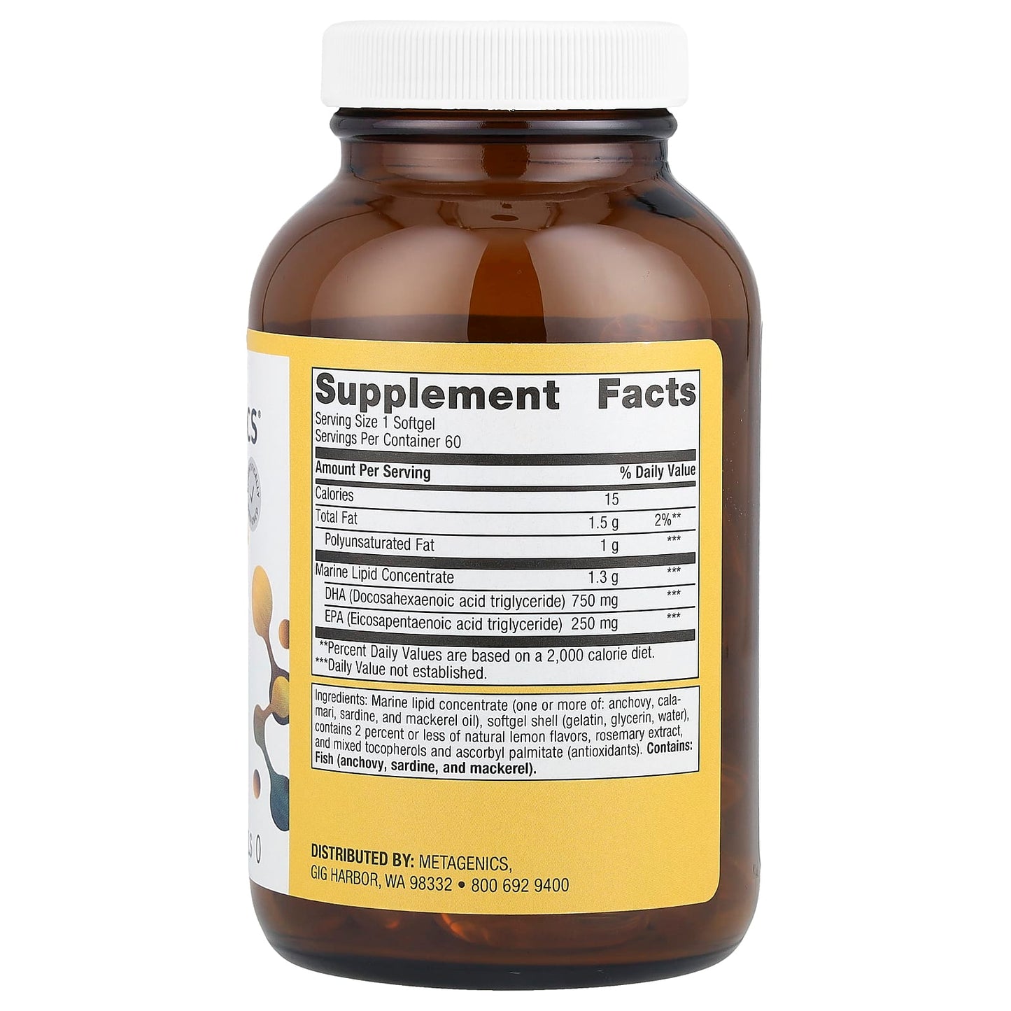 Metagenics, OmegaGenics®, Neuro Fish Oil, 1,000 mg, 60 Softgels - Image 2