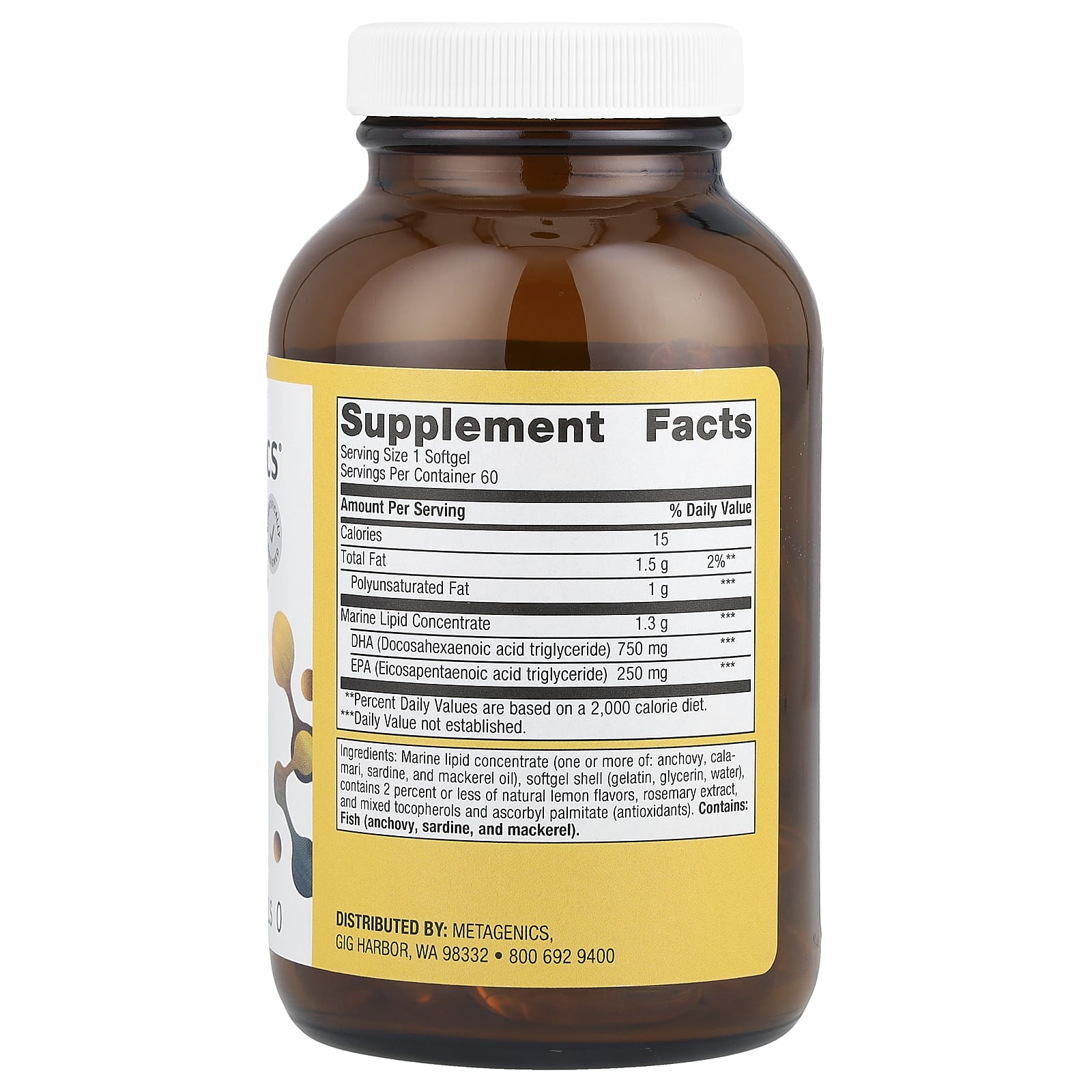 Metagenics, OmegaGenics®, Neuro Fish Oil, 1,000 mg, 60 Softgels - Image 2