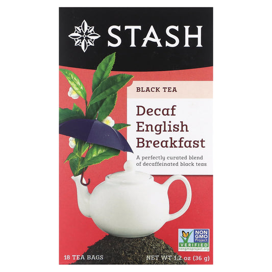 Stash Tea, Black Tea, Decaf, English Breakfast, 18 Tea Bags, 1.2 oz (36 g) - Image 1