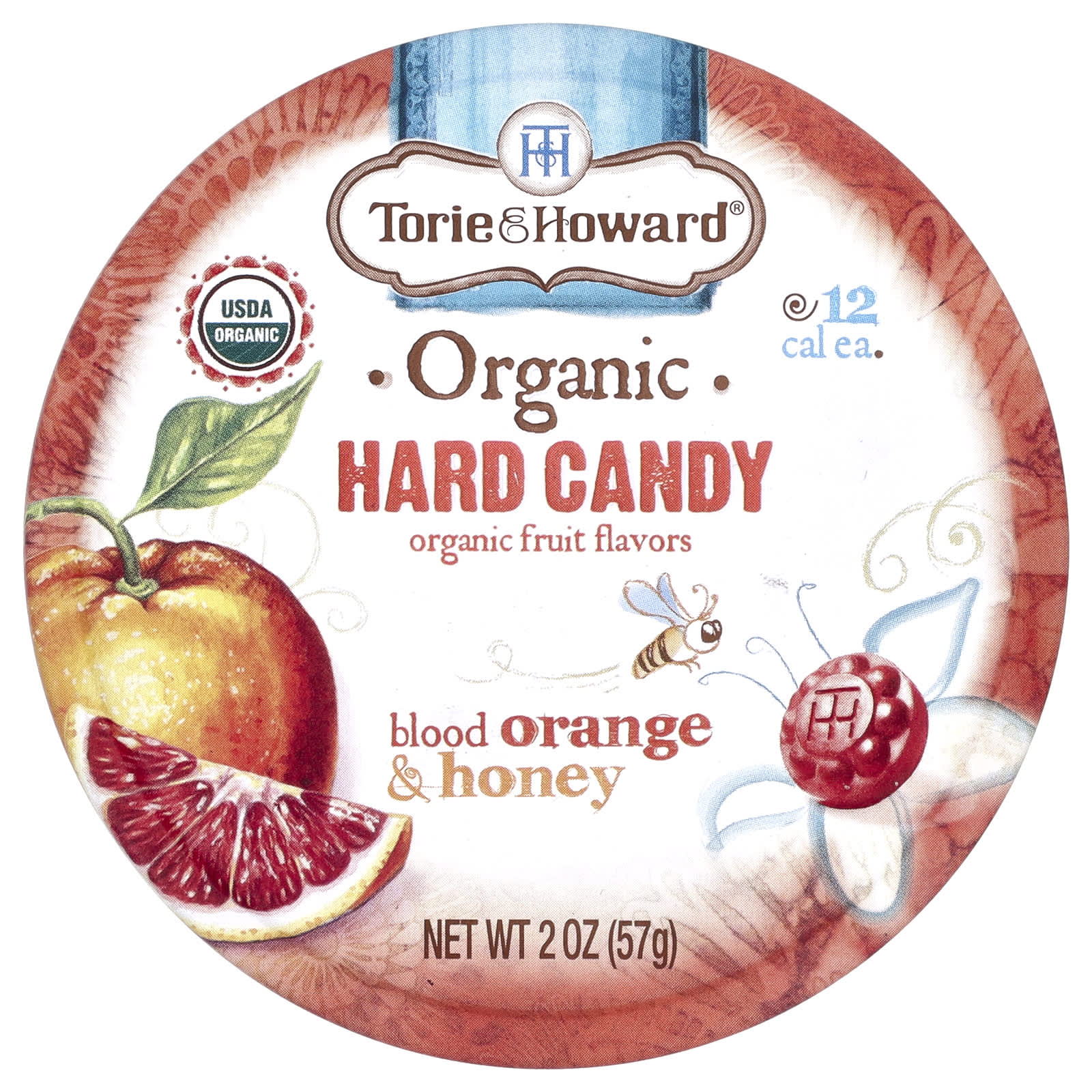 Torie & Howard, Organic Hard Candy, Blood Orange & Honey, 2 oz (57 g) - Image 1