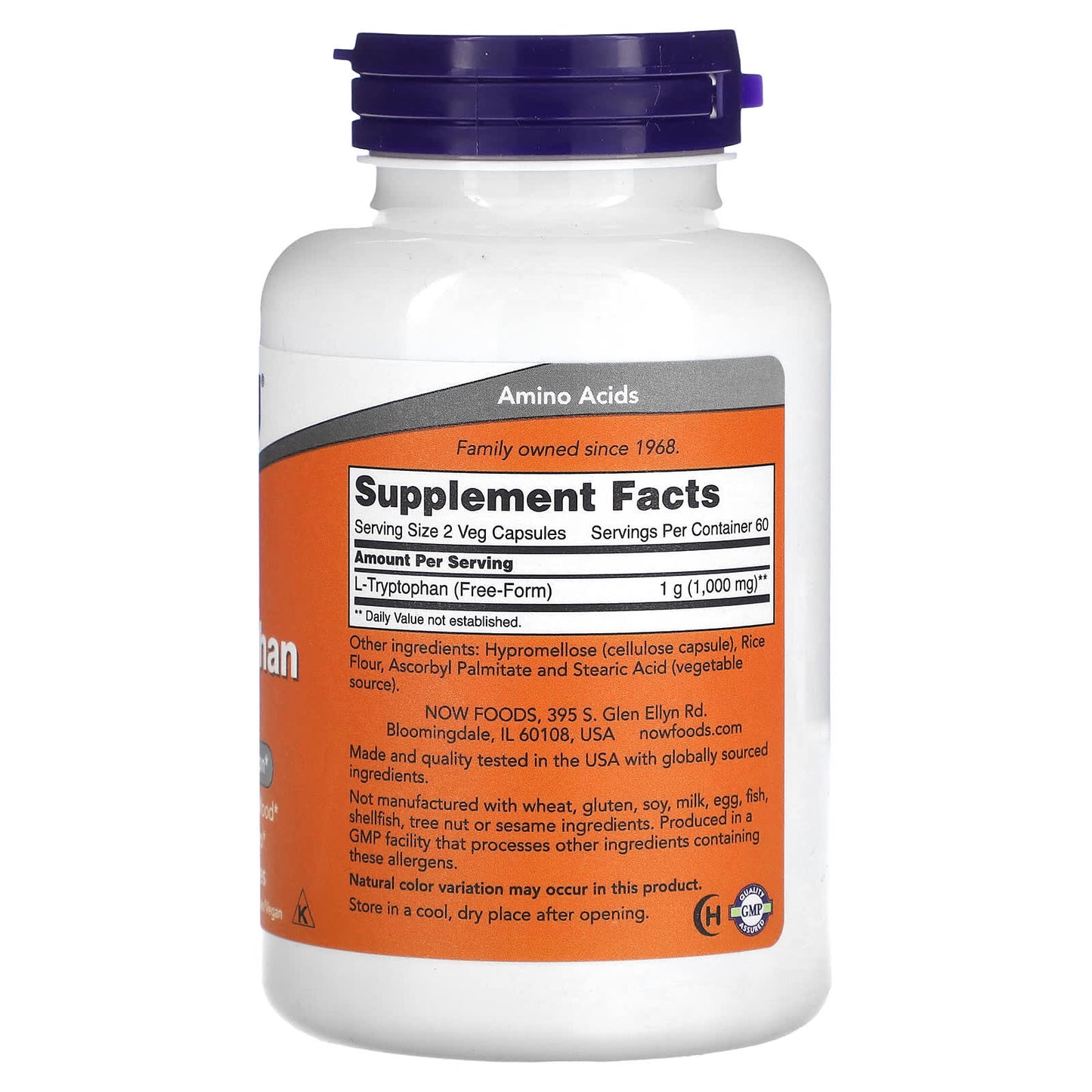 NOW Foods, L-Tryptophan, 500 mg, 120 Veg Capsules - Image 2