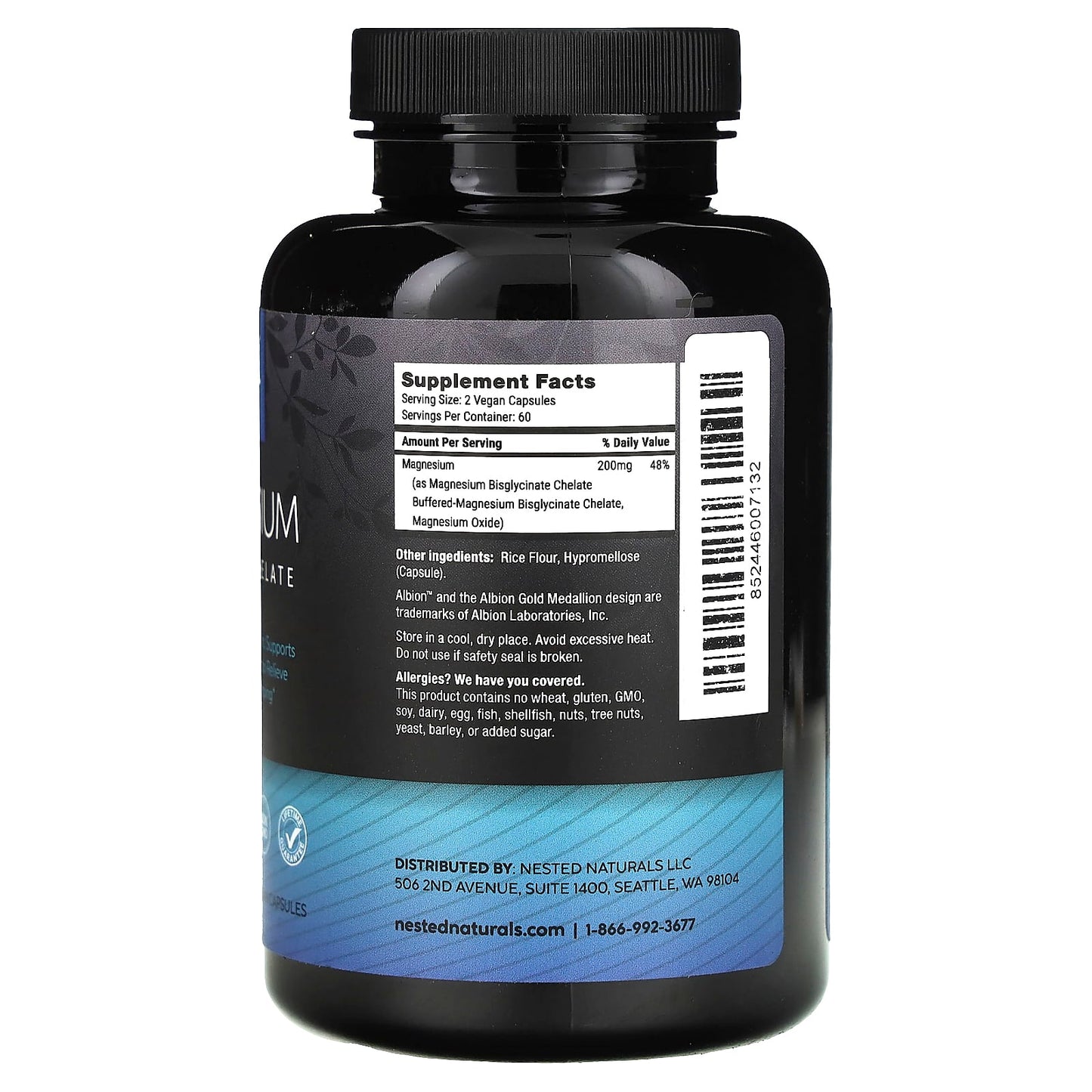 Nested Naturals, Magnesium, Glycinate Chelate, 120 Vegan Capsules (100 mg per Capsule) - Image 2