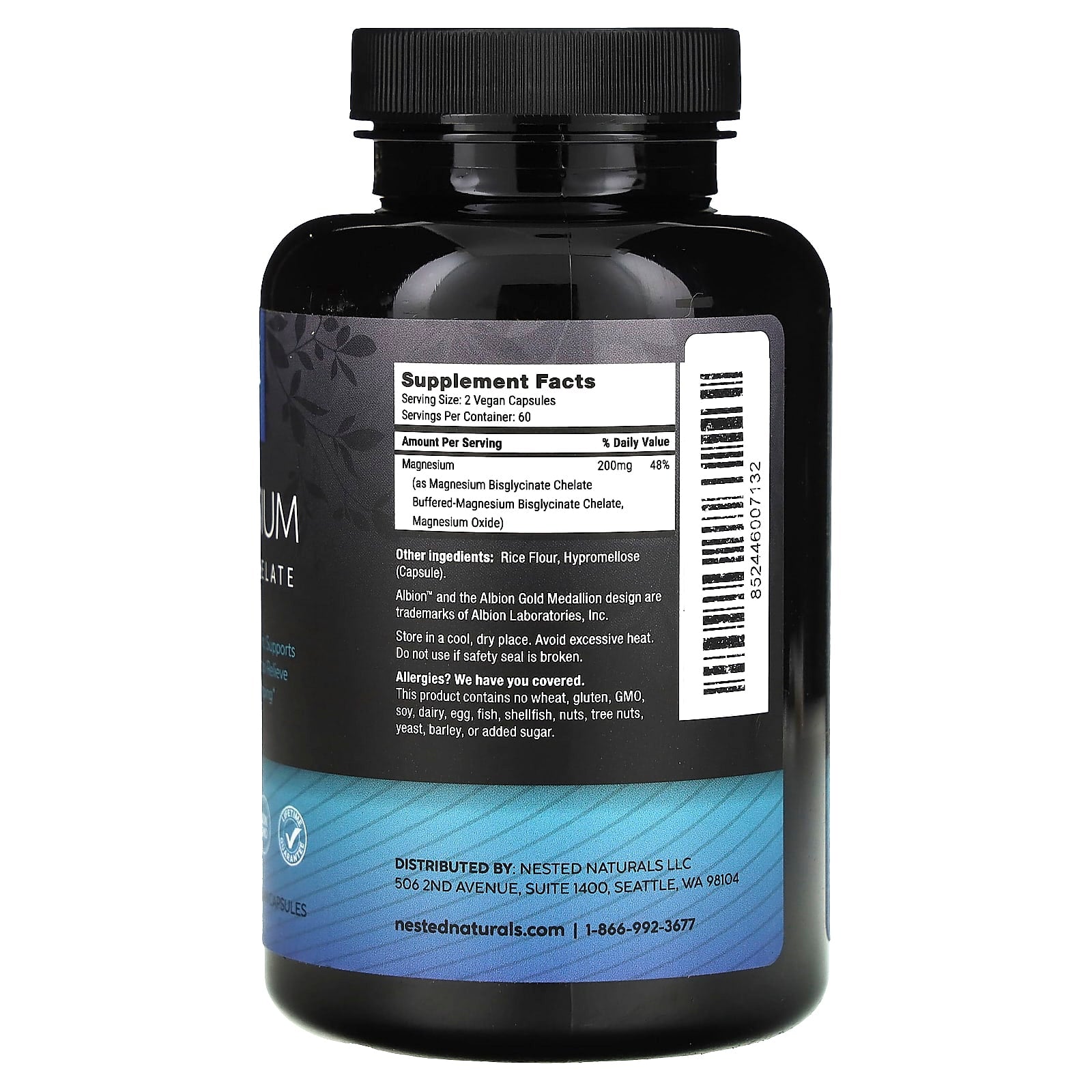 Nested Naturals, Magnesium, Glycinate Chelate, 120 Vegan Capsules (100 mg per Capsule) - Image 2