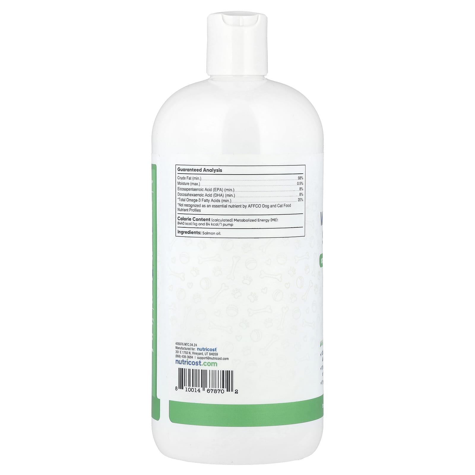 Nutricost, Pets, Wild Alaskan Salmon Oil, For Dogs & Cats, All Ages, 32 fl oz (946 ml) - Image 2