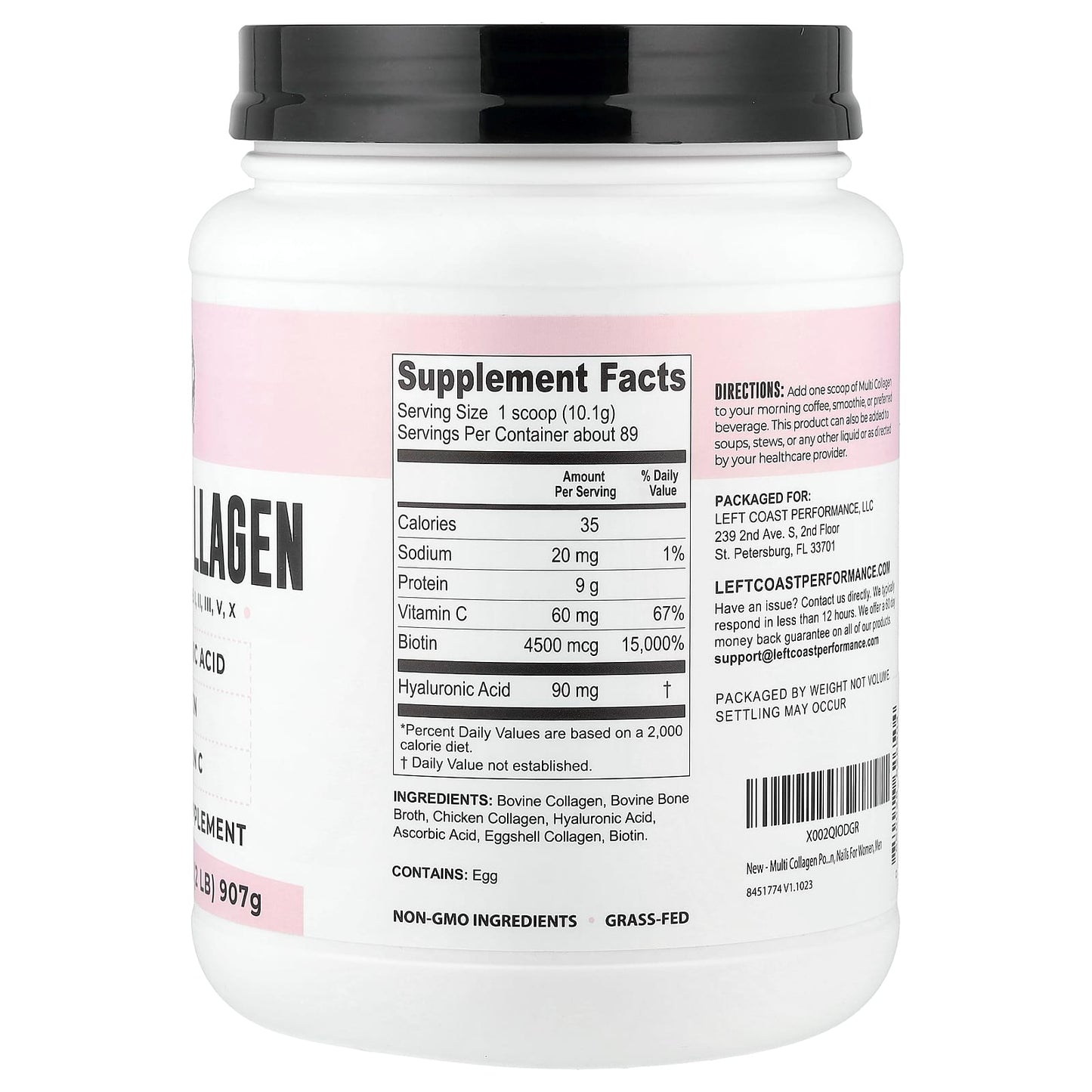 Left Coast Performance, Multi Collagen, 32 oz (907 g) - Image 2