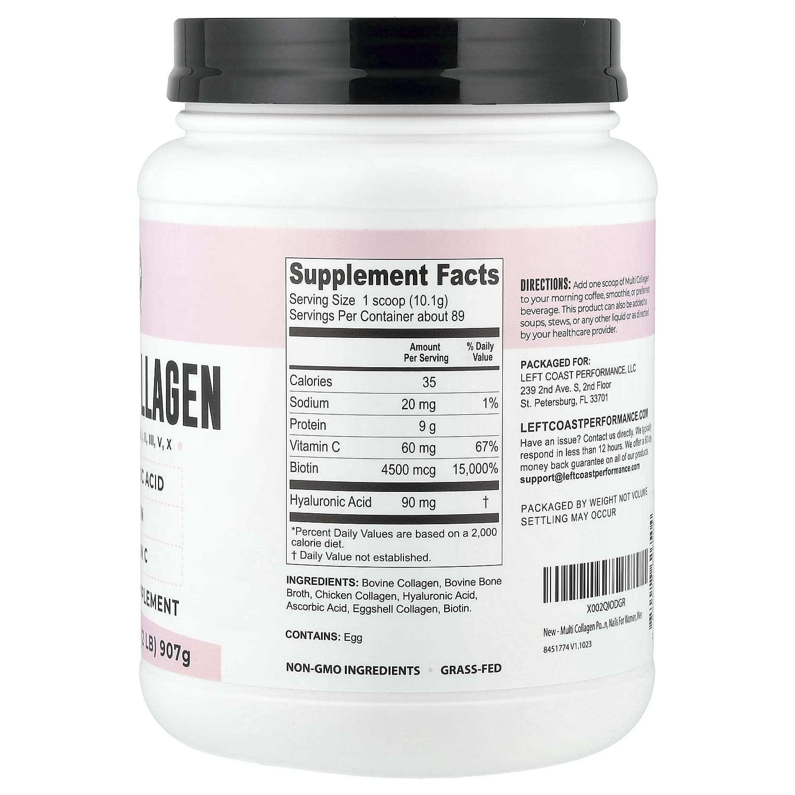Left Coast Performance, Multi Collagen, 32 oz (907 g) - Image 2