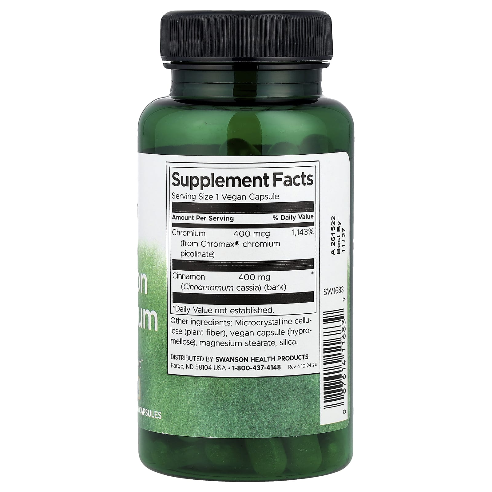 Swanson, Cinnamon & Chromium, 60 Vegan Capsules - Image 2