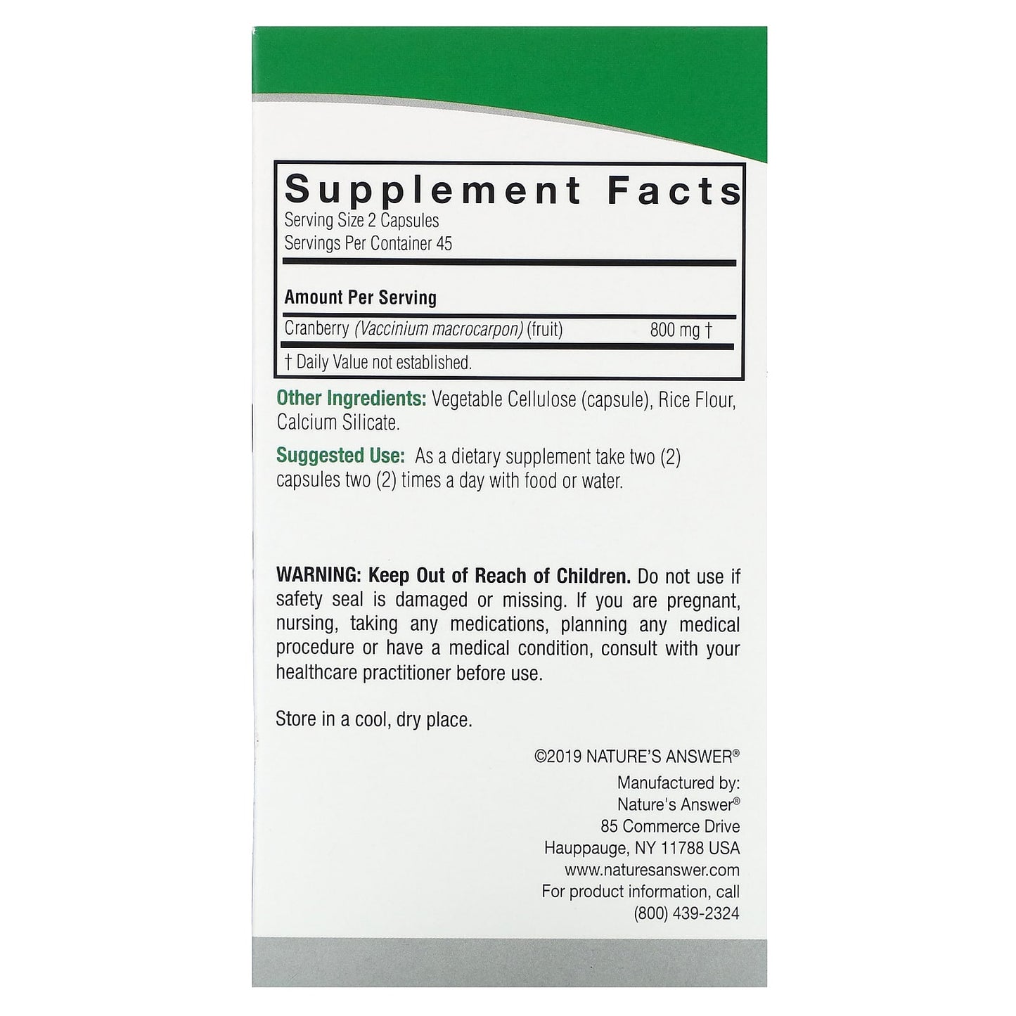 Nature's Answer, Cranberry, 90 Vegetarian Capsules (400 mg per Capsule) - Image 2