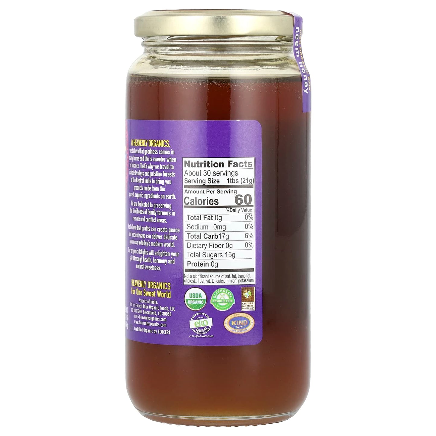 Heavenly Organics USDA Organic Neem Honey, 22 oz (624 g) - Image 2