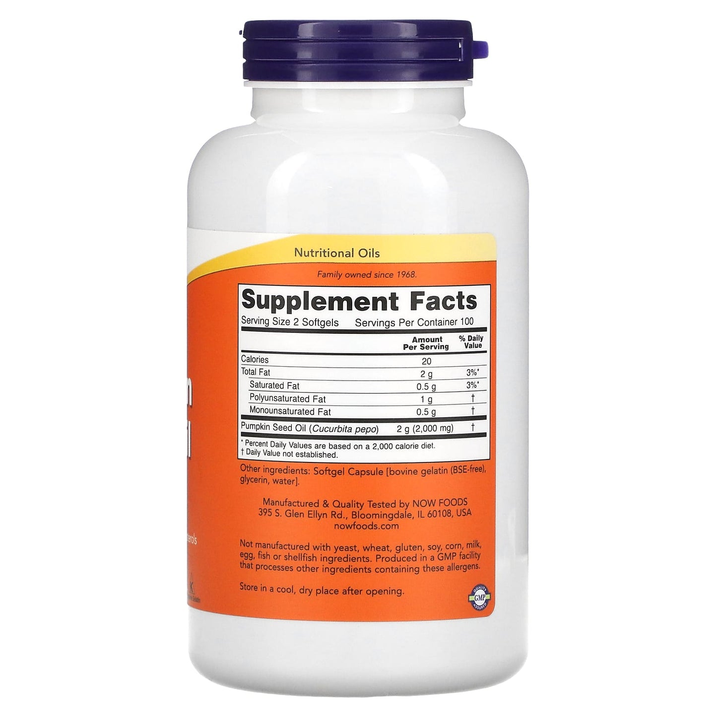 NOW Foods, Pumpkin Seed Oil, 1,000 mg, 200 Softgels - Image 2
