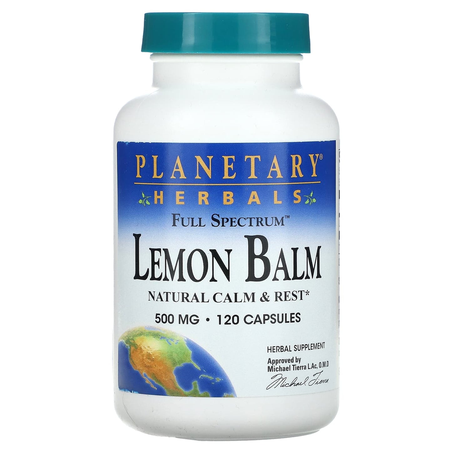 Planetary Herbals, Full Spectrum™ Lemon Balm, 500 mg, 120 Capsules - Image 1