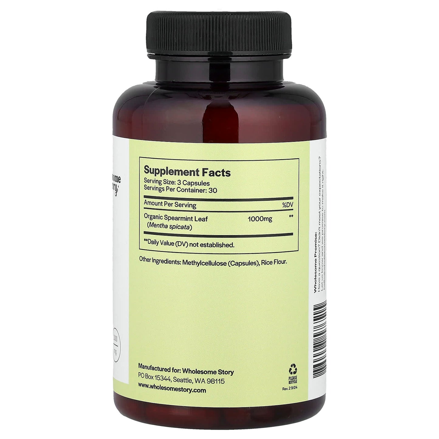 Wholesome Story, Spearmint, 90 Vegetarian Capsules (333 mg per Capsule) - Image 2