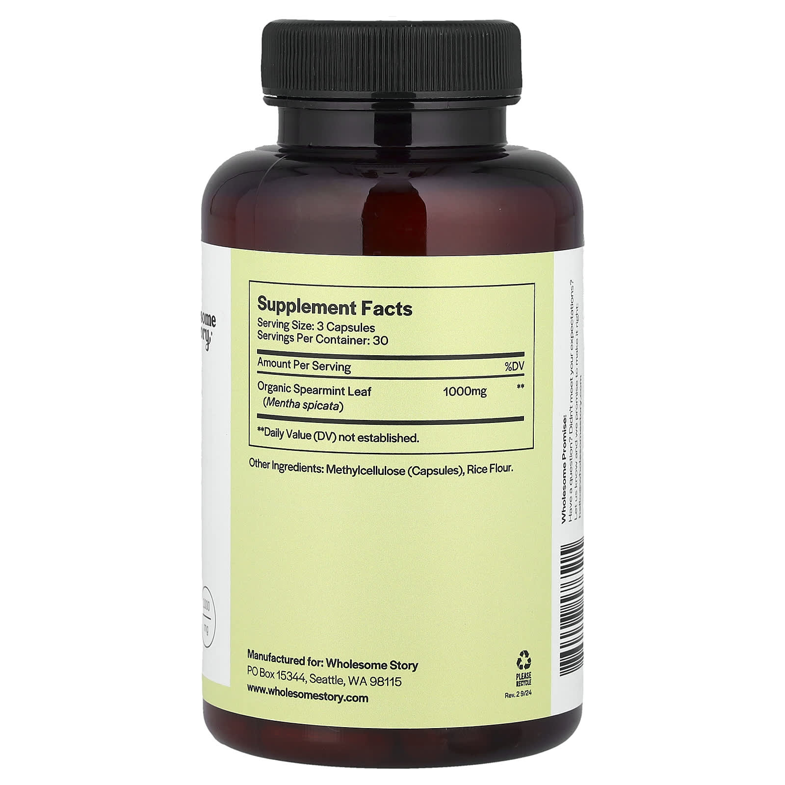 Wholesome Story, Spearmint, 90 Vegetarian Capsules (333 mg per Capsule) - Image 2