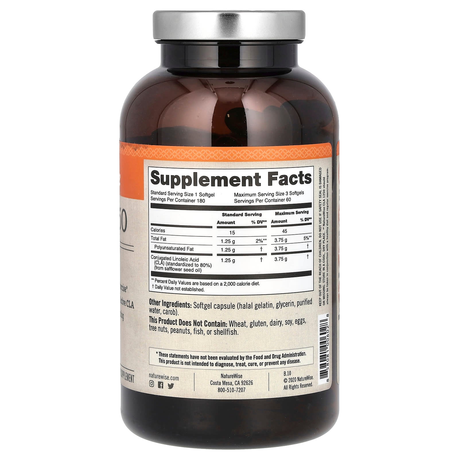 NatureWise, CLA 1250, 180 Softgels - Image 2