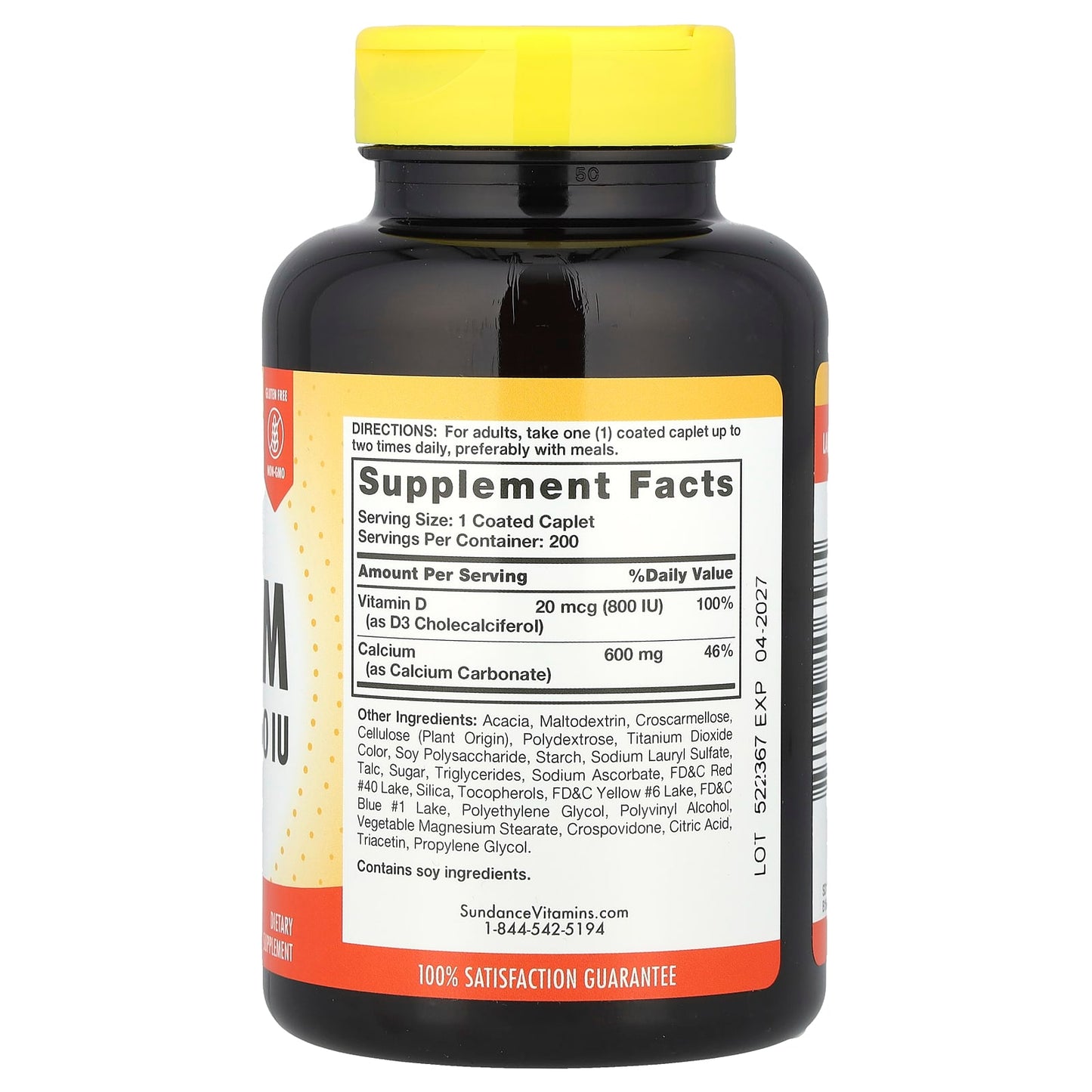 Sundance Vitamins, Calcium + D3, 200 Coated Caplets - Image 2