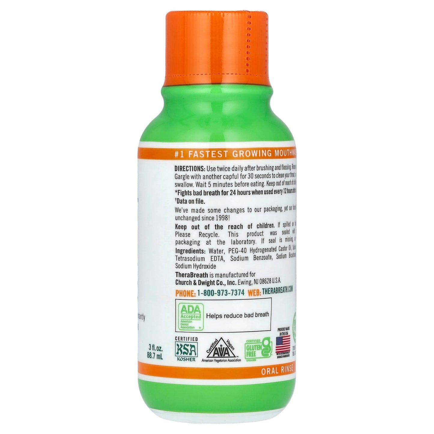 TheraBreath, Fresh Breath Oral Rinse, Mild Mint, 3 fl oz (88.7 ml) - Image 2