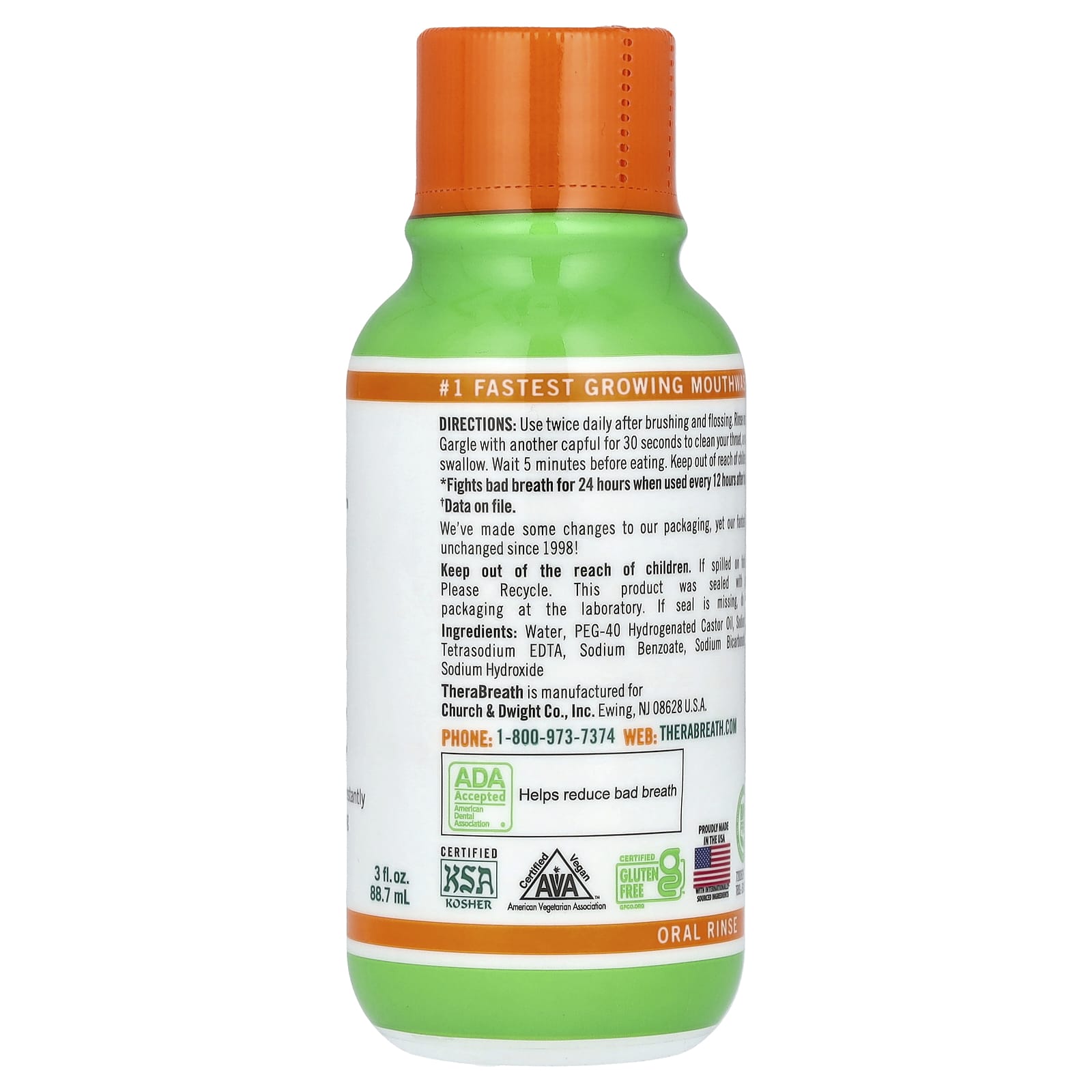 TheraBreath, Fresh Breath Oral Rinse, Mild Mint, 3 fl oz (88.7 ml) - Image 2