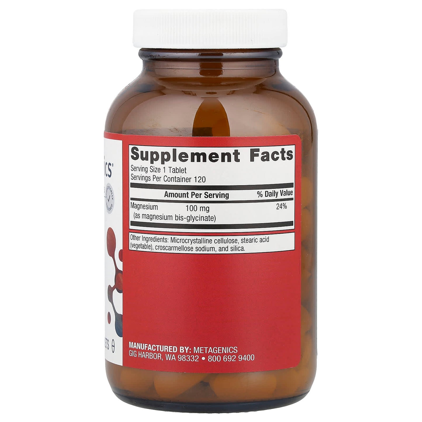 Metagenics, Magnesium Glycinate, 100 mg, 120 Tablets - Image 2