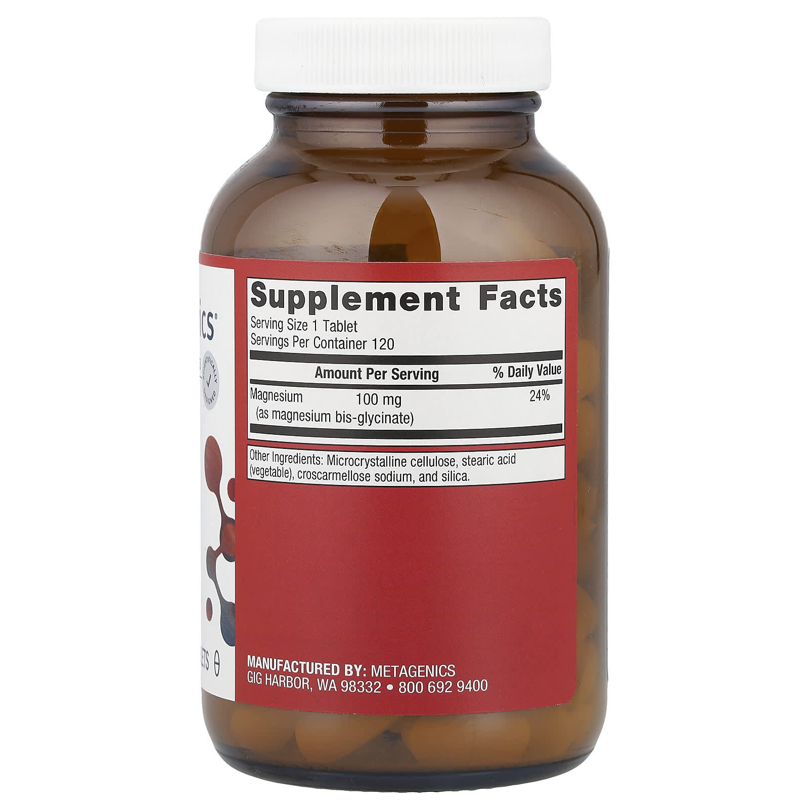 Metagenics, Magnesium Glycinate, 100 mg, 120 Tablets - Image 2