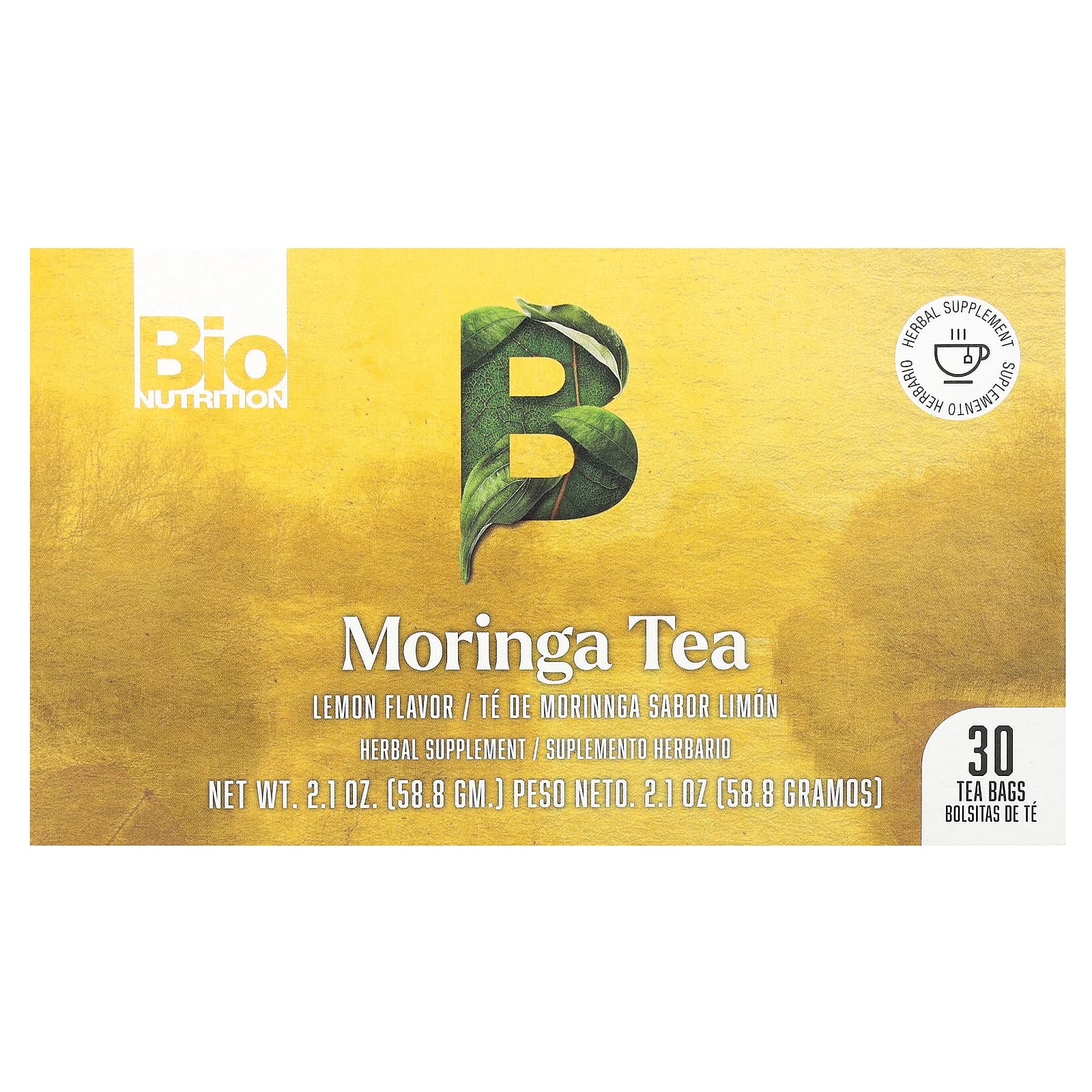 Boost Energy with Bio Nutrition Moringa Tea, Caffeine Free, 30 Tea Bags - Image 1