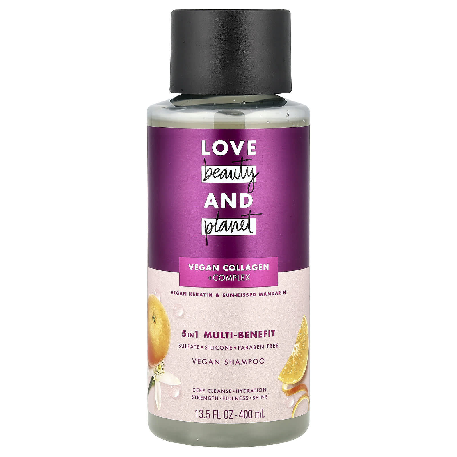 Love Beauty and Planet, 5-in-1 Multi-Benefit Vegan Shampoo, Vegan Keratin & Sun-Kissed Mandarin, 13.5 fl oz (400 ml) - Image 1