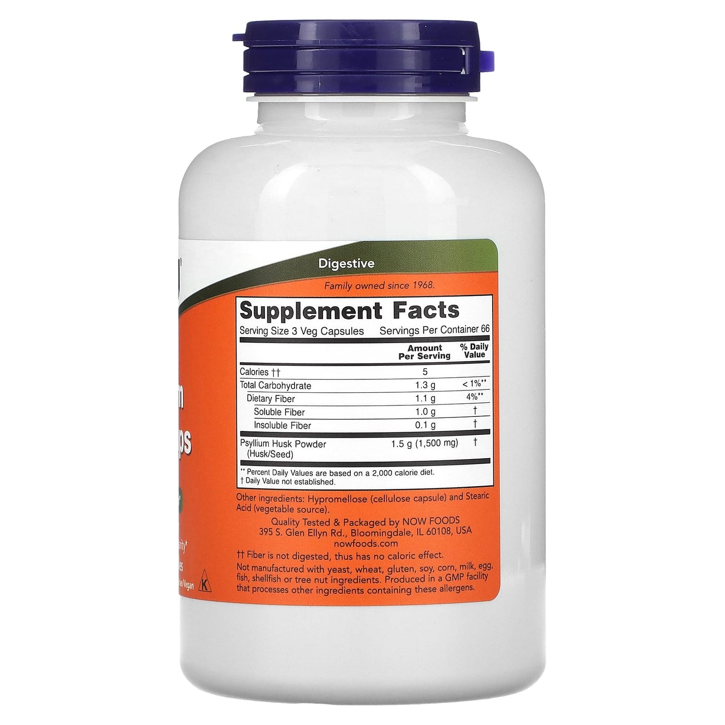 NOW Foods, Psyllium Husk Caps, 500 mg, 200 Veg Capsules - Image 2