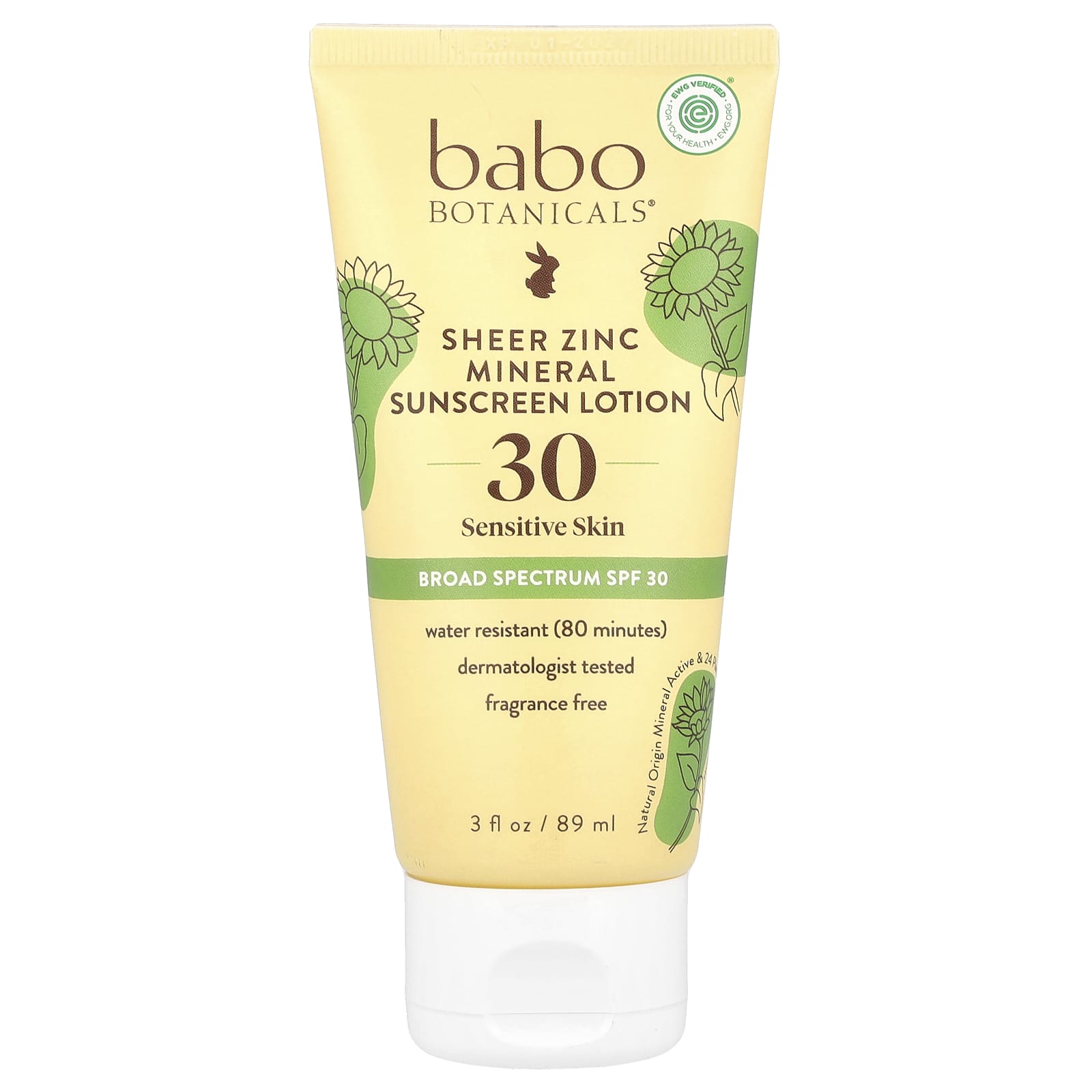 Zinc Mineral Sunscreen Lotion for Sensitive Skin, SPF 30, Fragrance-Free - Image 1