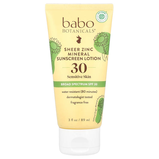 Zinc Mineral Sunscreen Lotion for Sensitive Skin, SPF 30, Fragrance-Free - Image 1