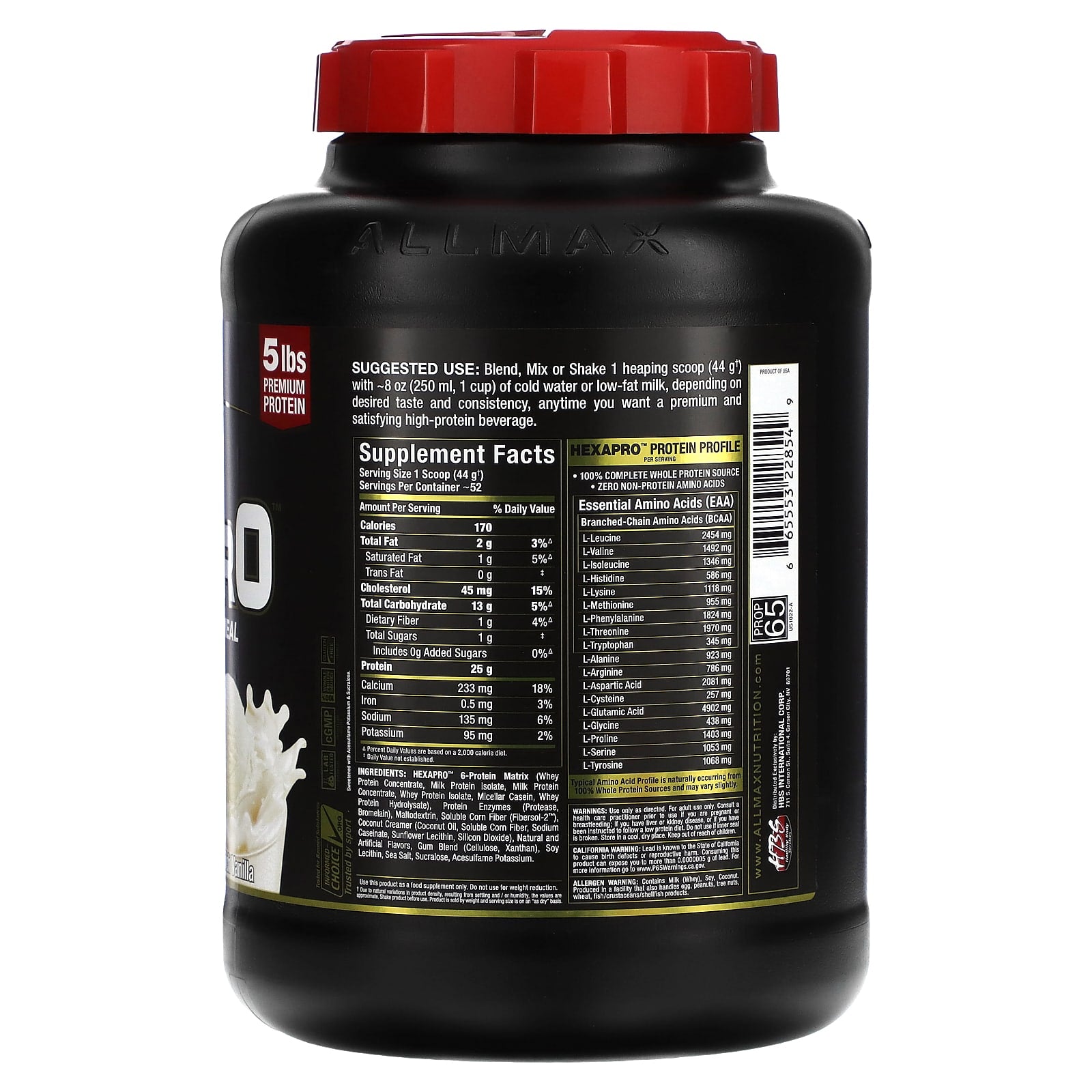 ALLMAX Hexapro High-Protein Lean Meal, 5 lbs French Vanilla - Image 2