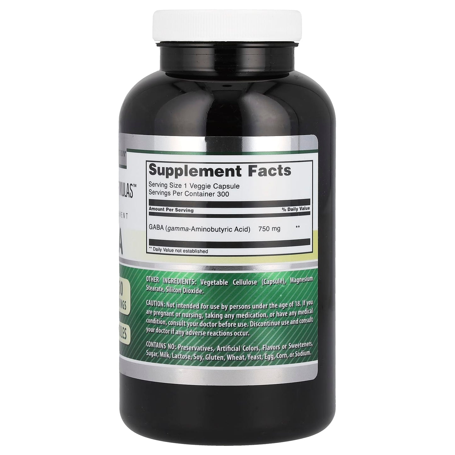 GABA Supplement 750mg, 300 Veggie Capsules for Relaxation & Focus - Image 2
