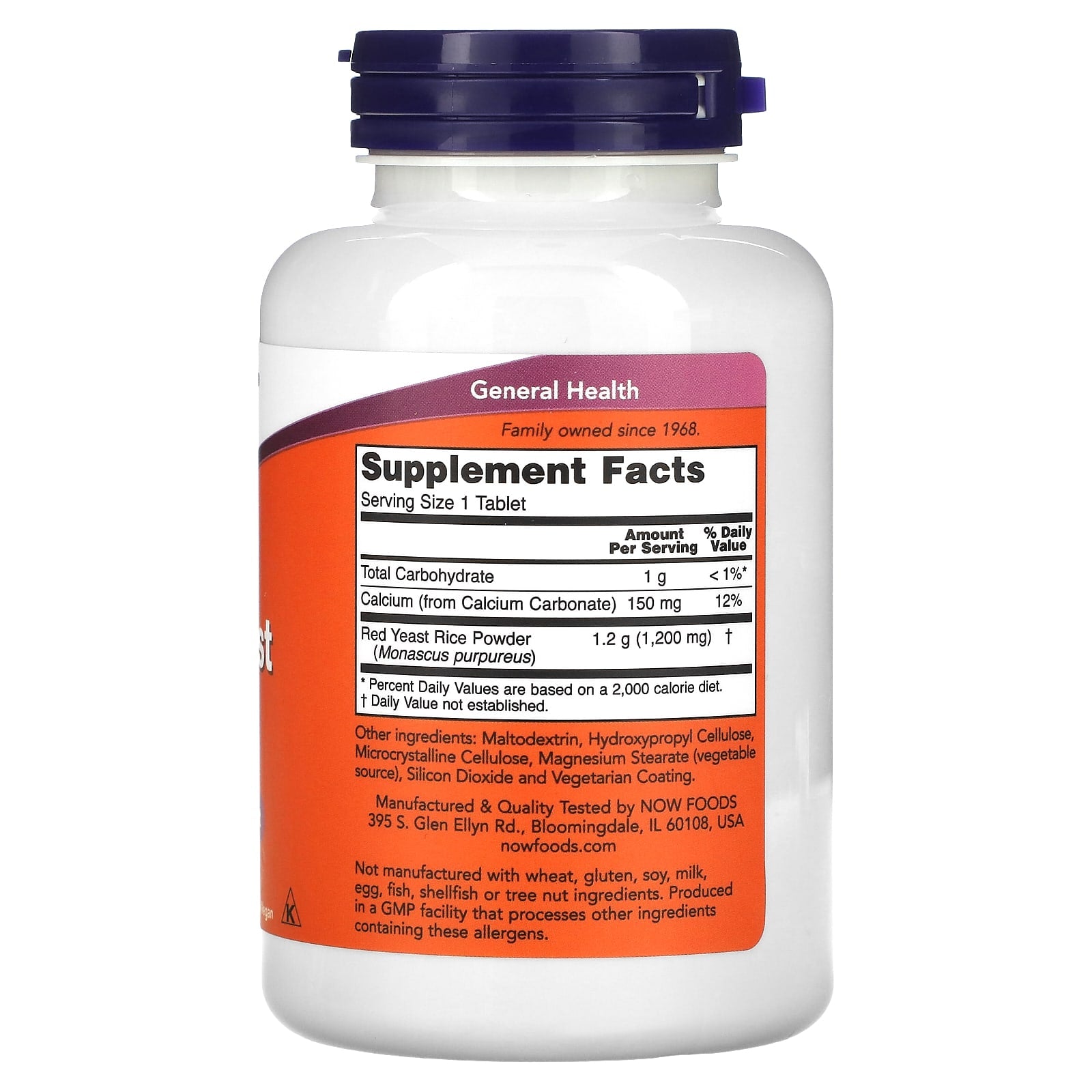 NOW Foods, Red Yeast Rice, 1,200 mg, 120 Tablets - Image 2
