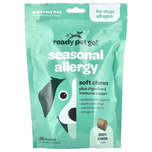 Ready Pet Go, Seasonal Allergy, For Dogs, All Ages, Zesty Cheese, 90 Soft Chews, 12.7 oz (360 g) - Image 1