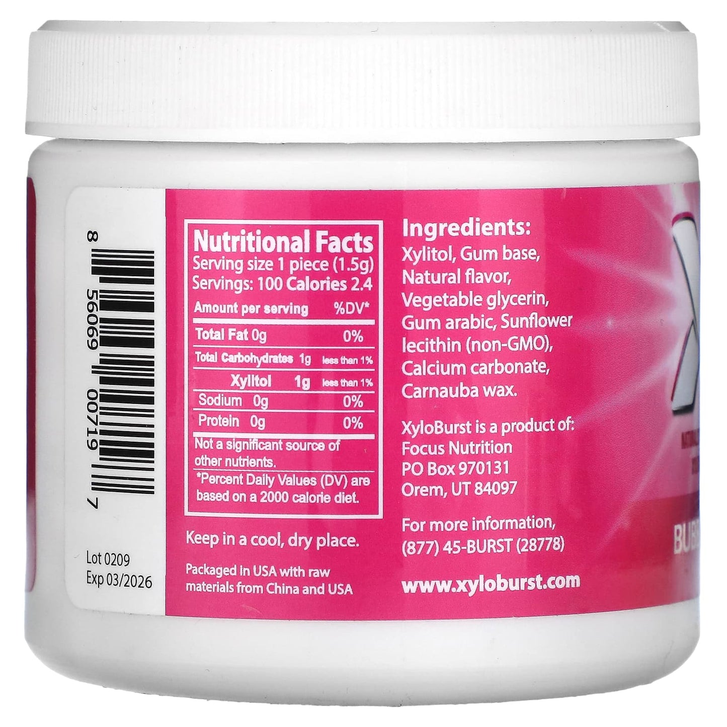 Xyloburst, Xylitol Gum, Bubble Gum, 100 Pieces, 5.29 oz (150 g) - Image 2