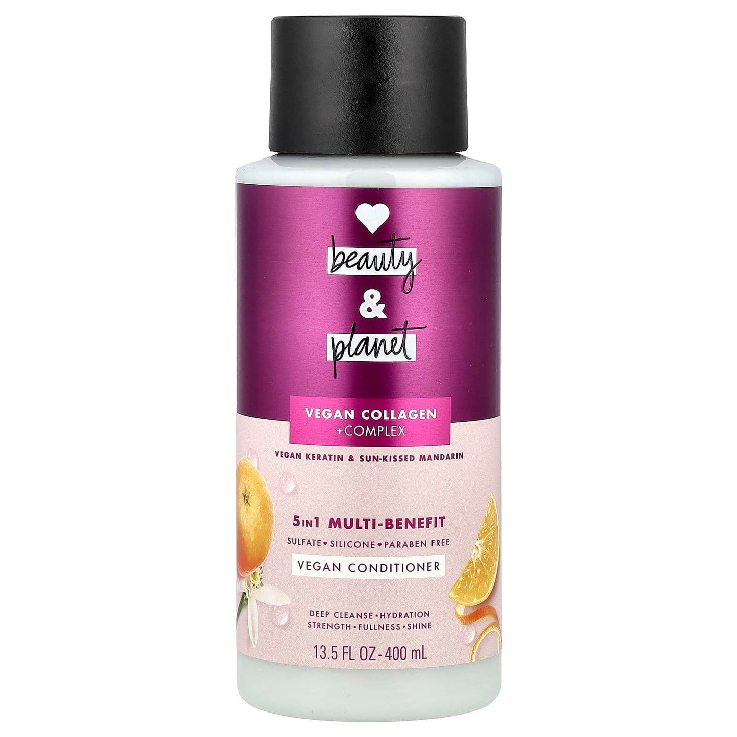 Love Beauty and Planet, 5 in 1 Multi-Benefit Vegan Conditioner, Vegan Keratin & Sun-Kissed Mandarin, 13.5 fl oz (400 ml) - Image 1