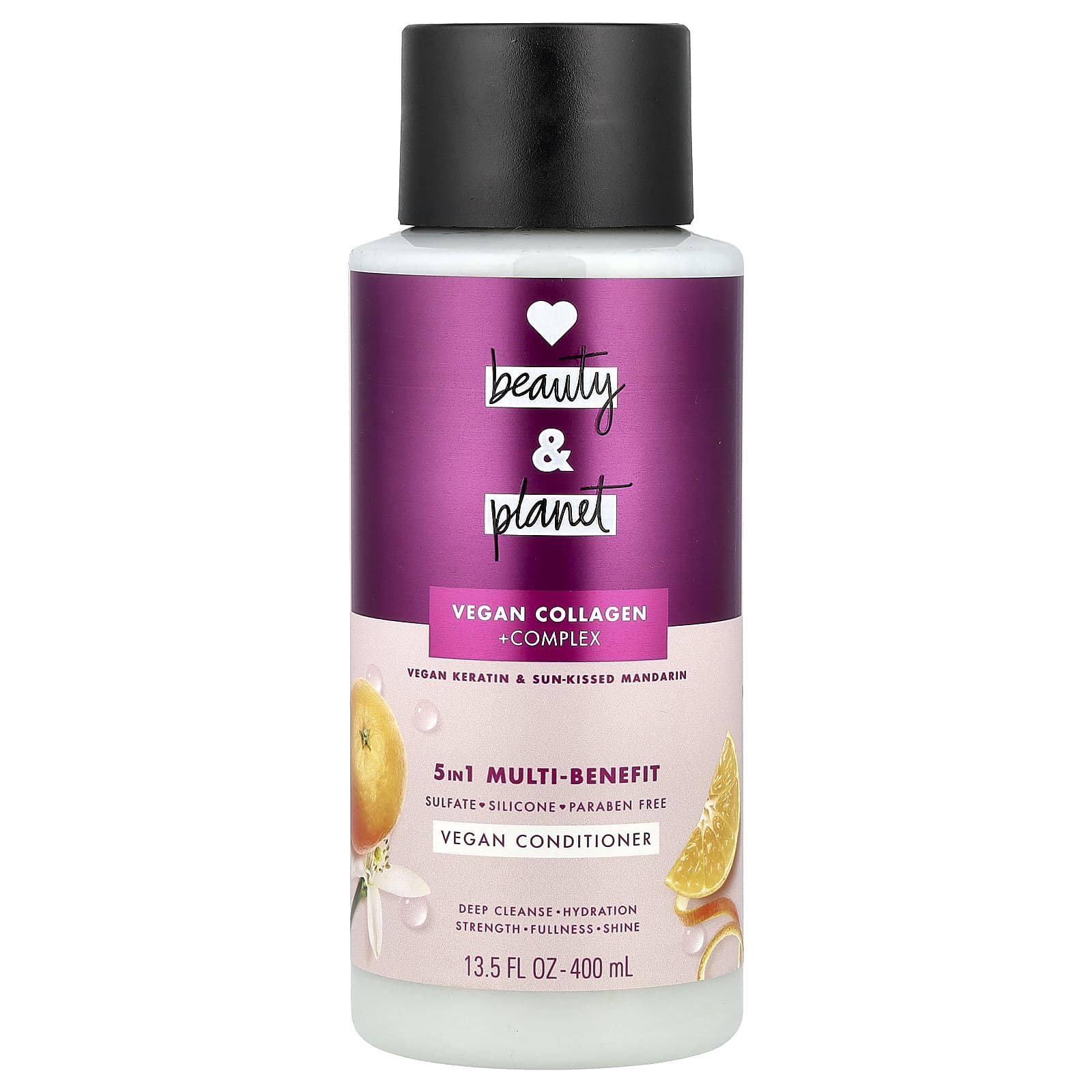Love Beauty and Planet, 5 in 1 Multi-Benefit Vegan Conditioner, Vegan Keratin & Sun-Kissed Mandarin, 13.5 fl oz (400 ml) - Image 1