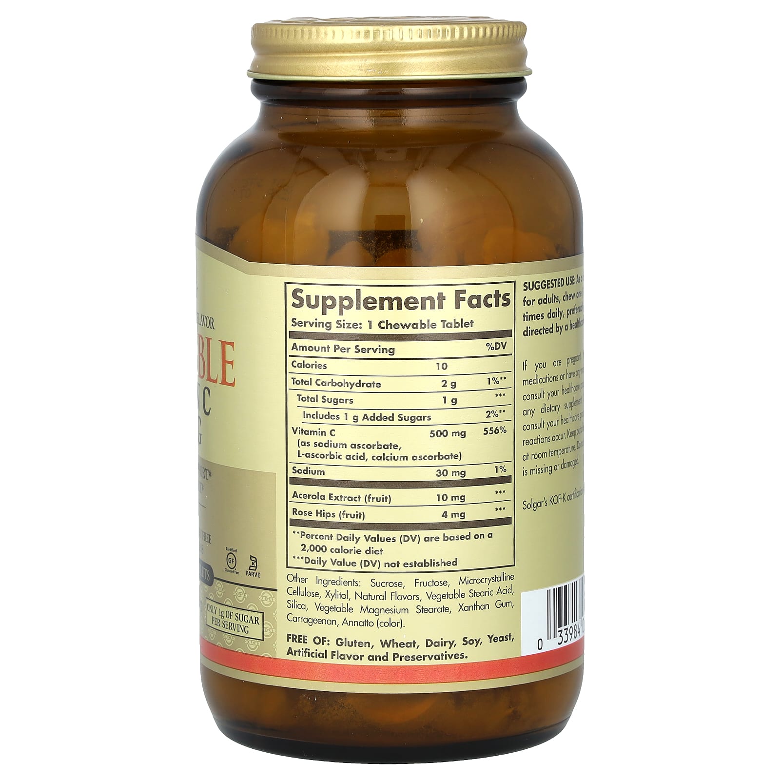 Solgar, Chewable Vitamin C, Natural Orange, 500 mg, 90 Chewable Tablets - Image 2