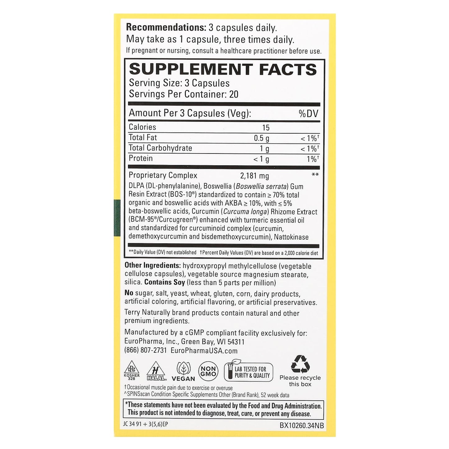 Terry Naturally, Curamin, Pain Relief, 60 Capsules - Image 2