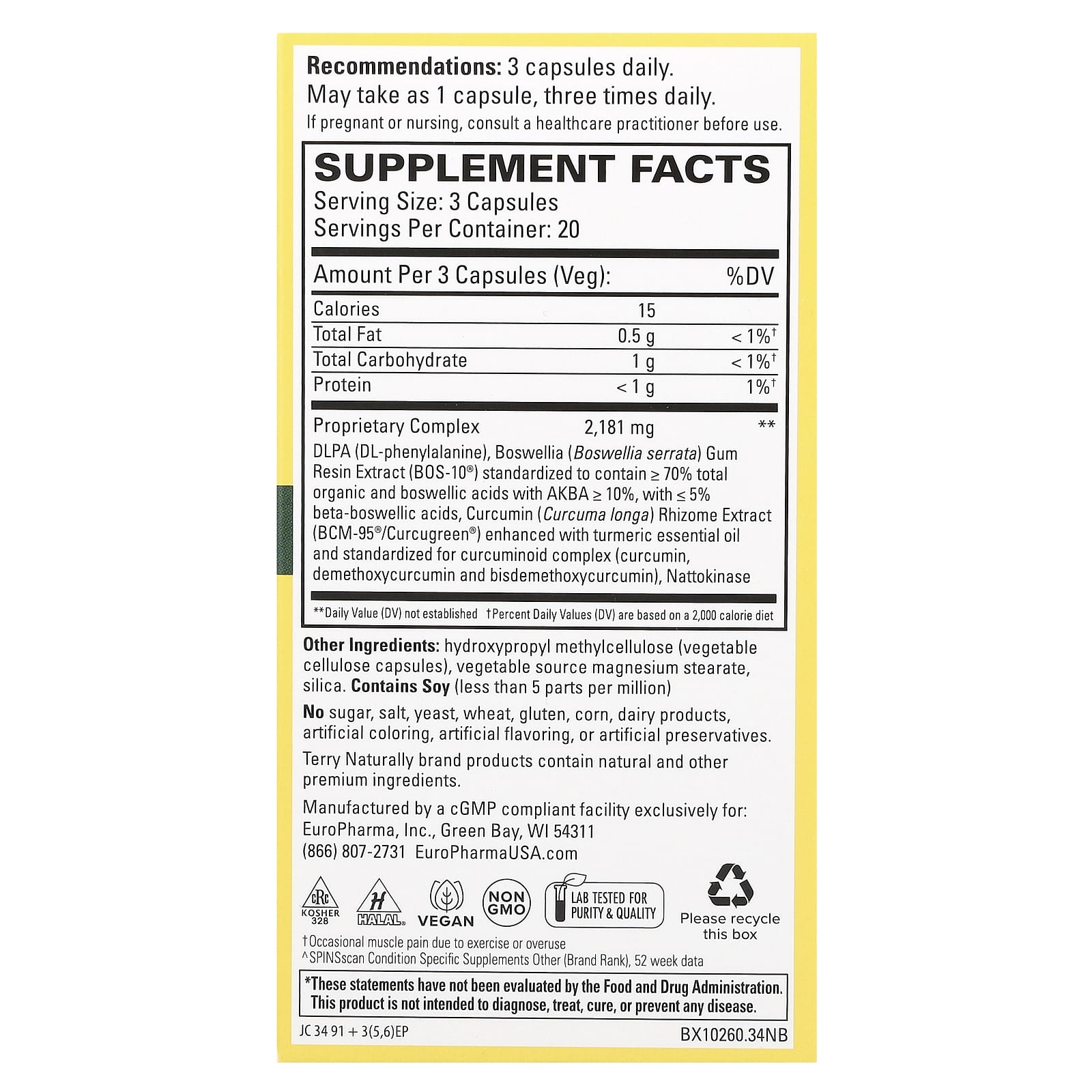 Terry Naturally, Curamin, Pain Relief, 60 Capsules - Image 2