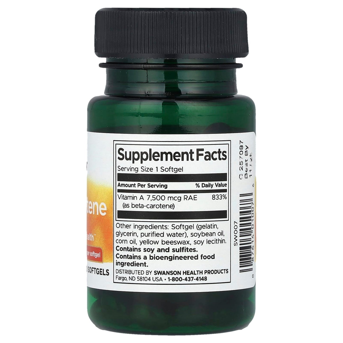 Swanson, Beta Carotene, 25,000 IU (7,500 mcg RAE), 100 Softgels - Image 2