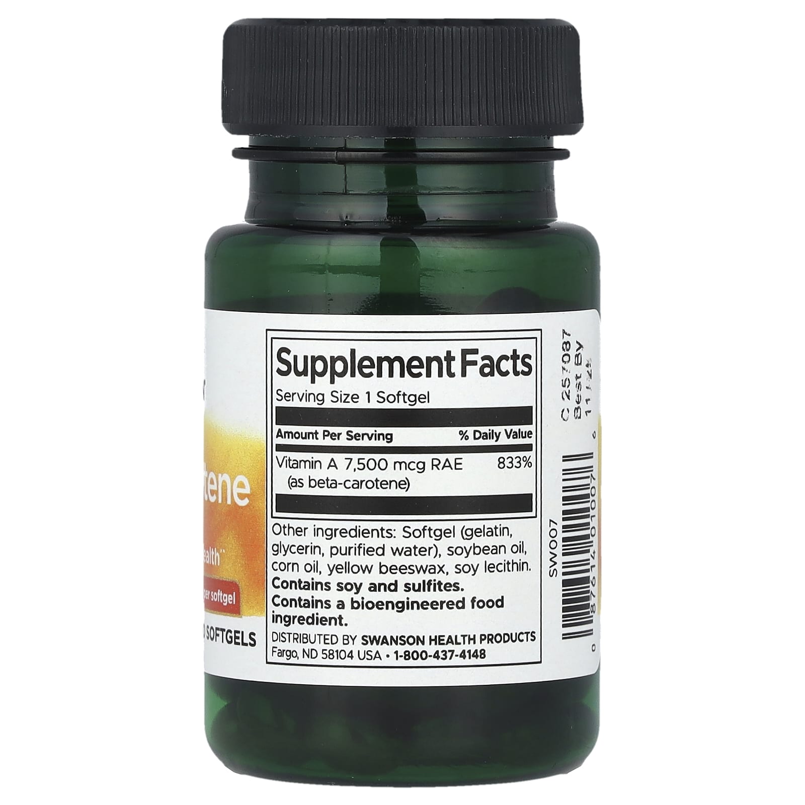 Swanson, Beta Carotene, 25,000 IU (7,500 mcg RAE), 100 Softgels - Image 2