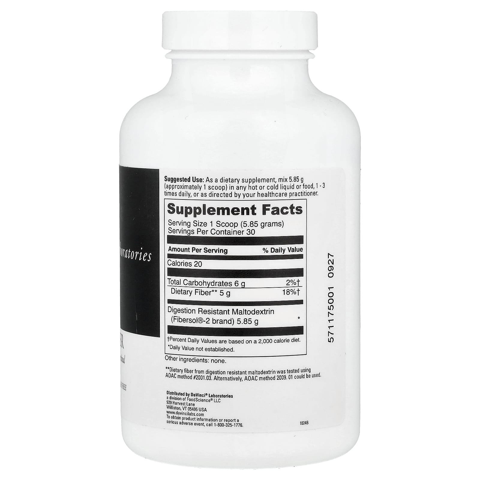DaVinci Laboratories, Prebiotic Fiber, 6.21 oz (176 g)
