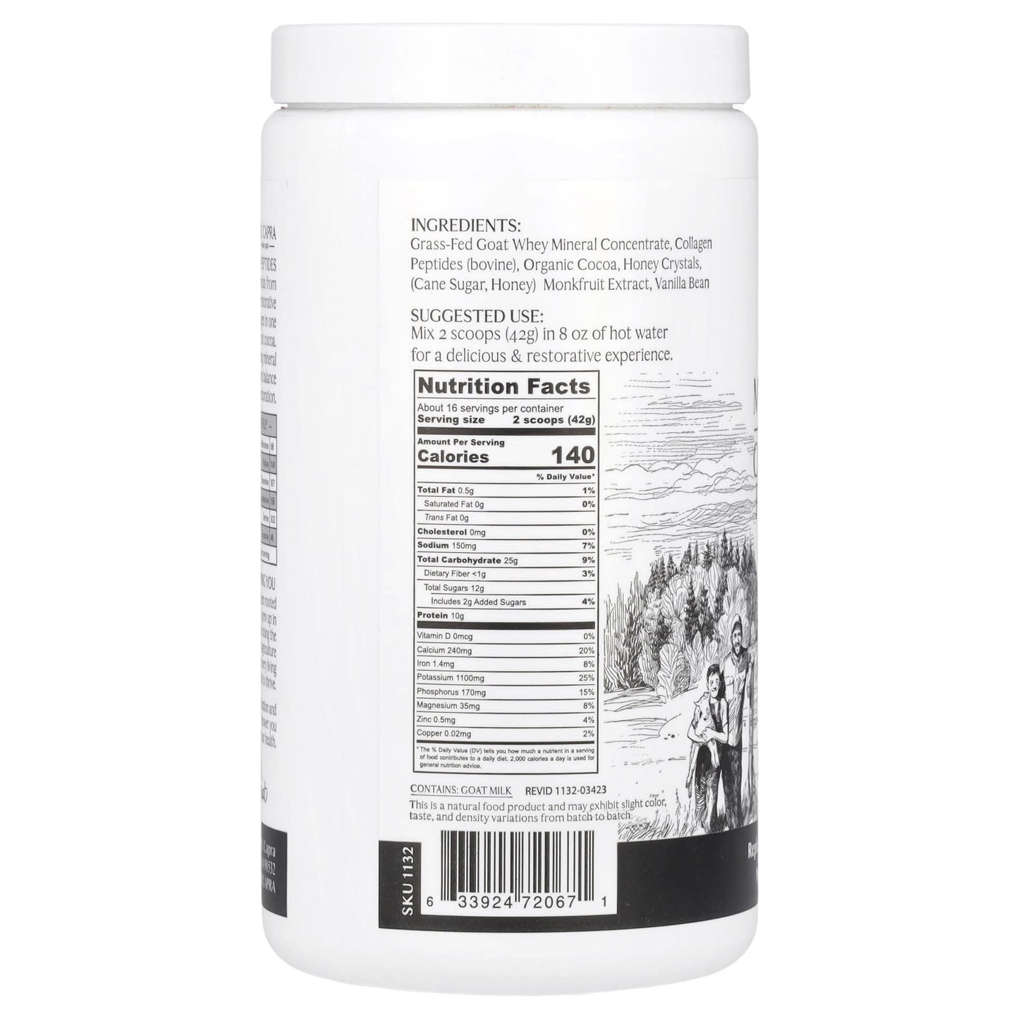Mt. Capra, Clean Minerals with Collagen Peptides, Hot Cocoa, 23.8 oz (675 g) - Image 2