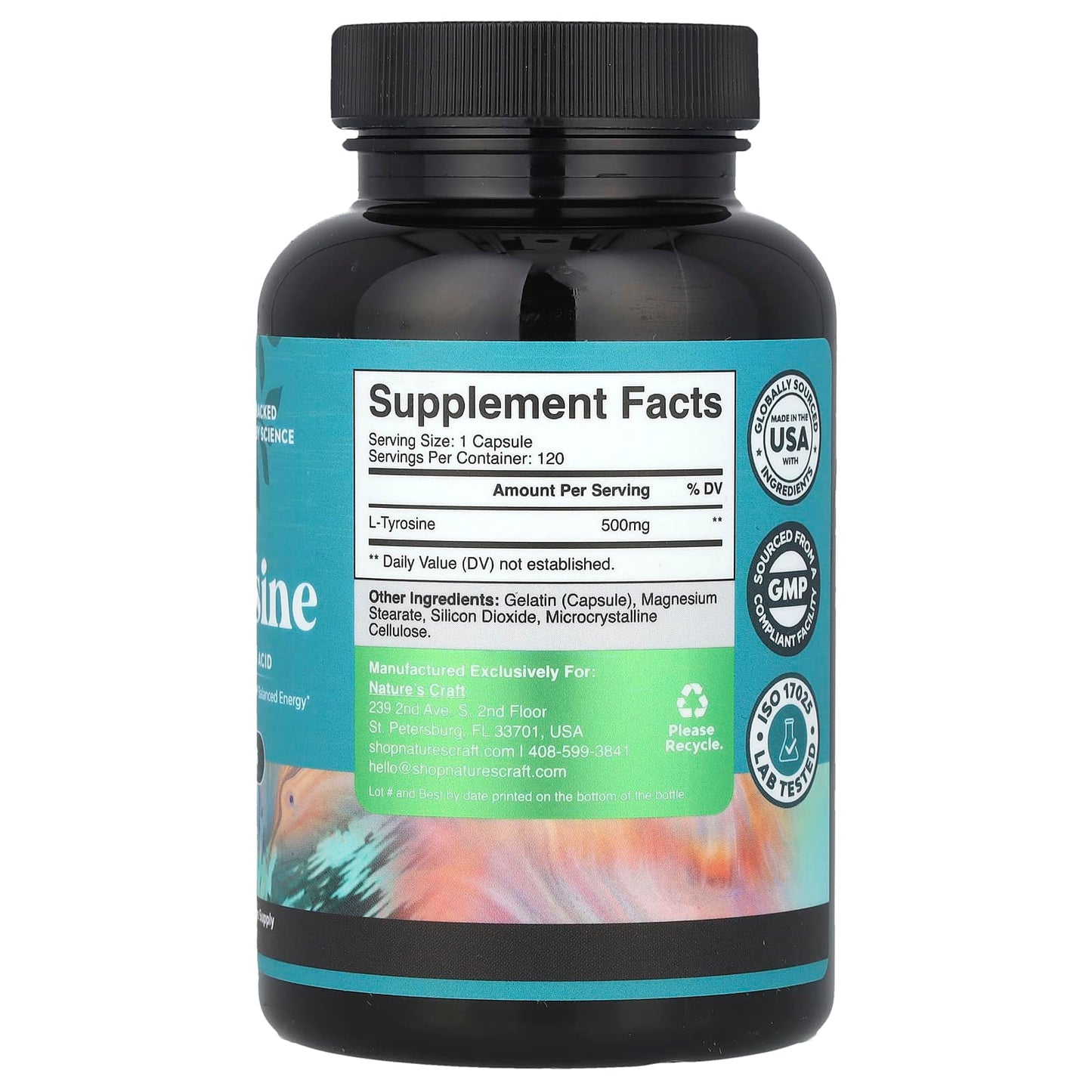 Nature's Craft, L-Tyrosine, 500 mg, 120 Capsules - Image 2